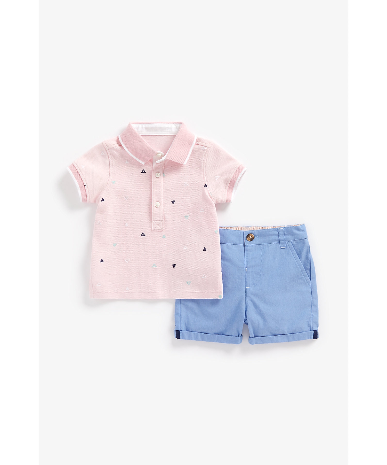 Mothercare | Boys Half Sleeves Shorts Polo T-Shirt Set -Multicolor
