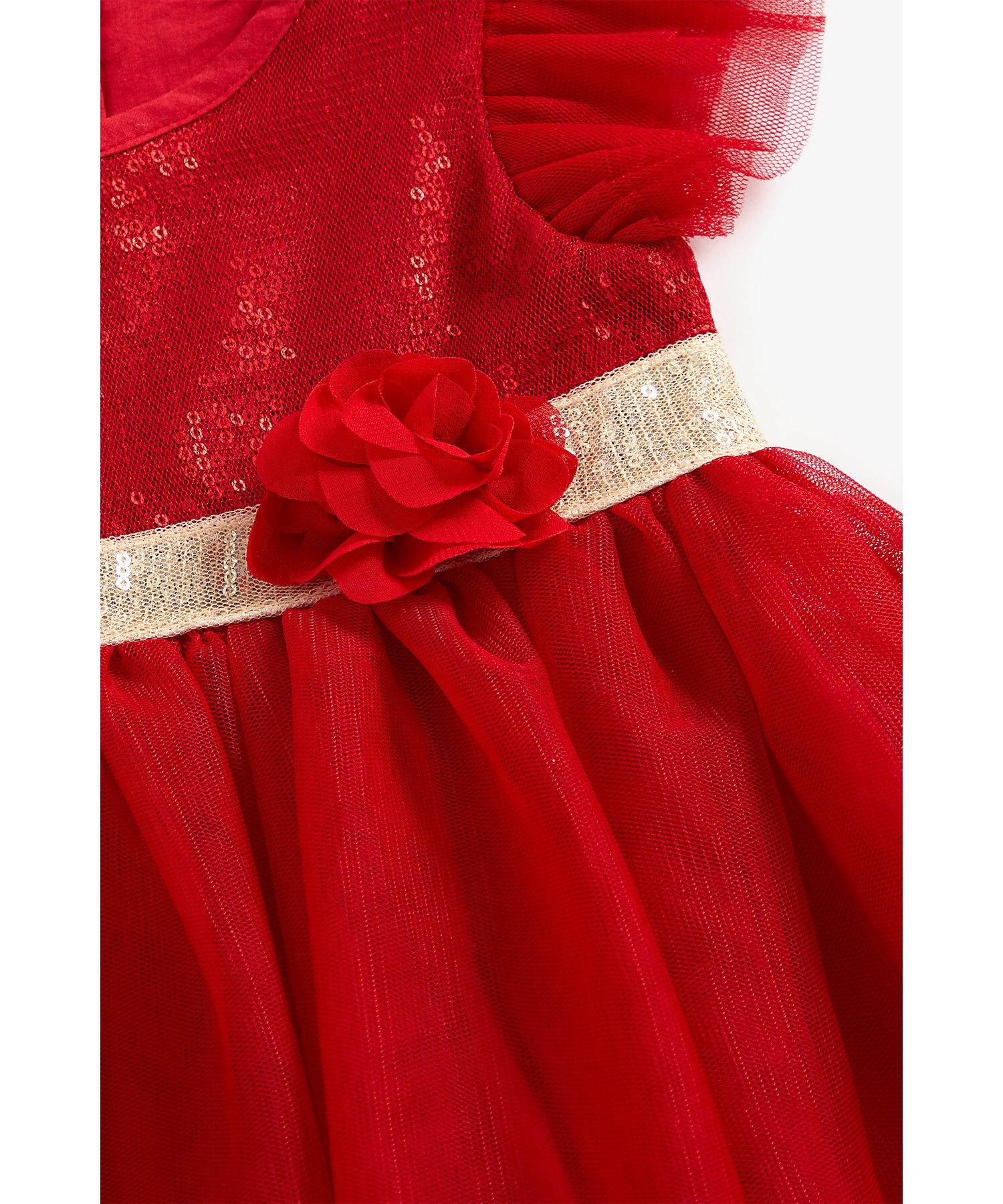 Mothercare | Girls Sleeveless Dress Sequin Design-Red 2
