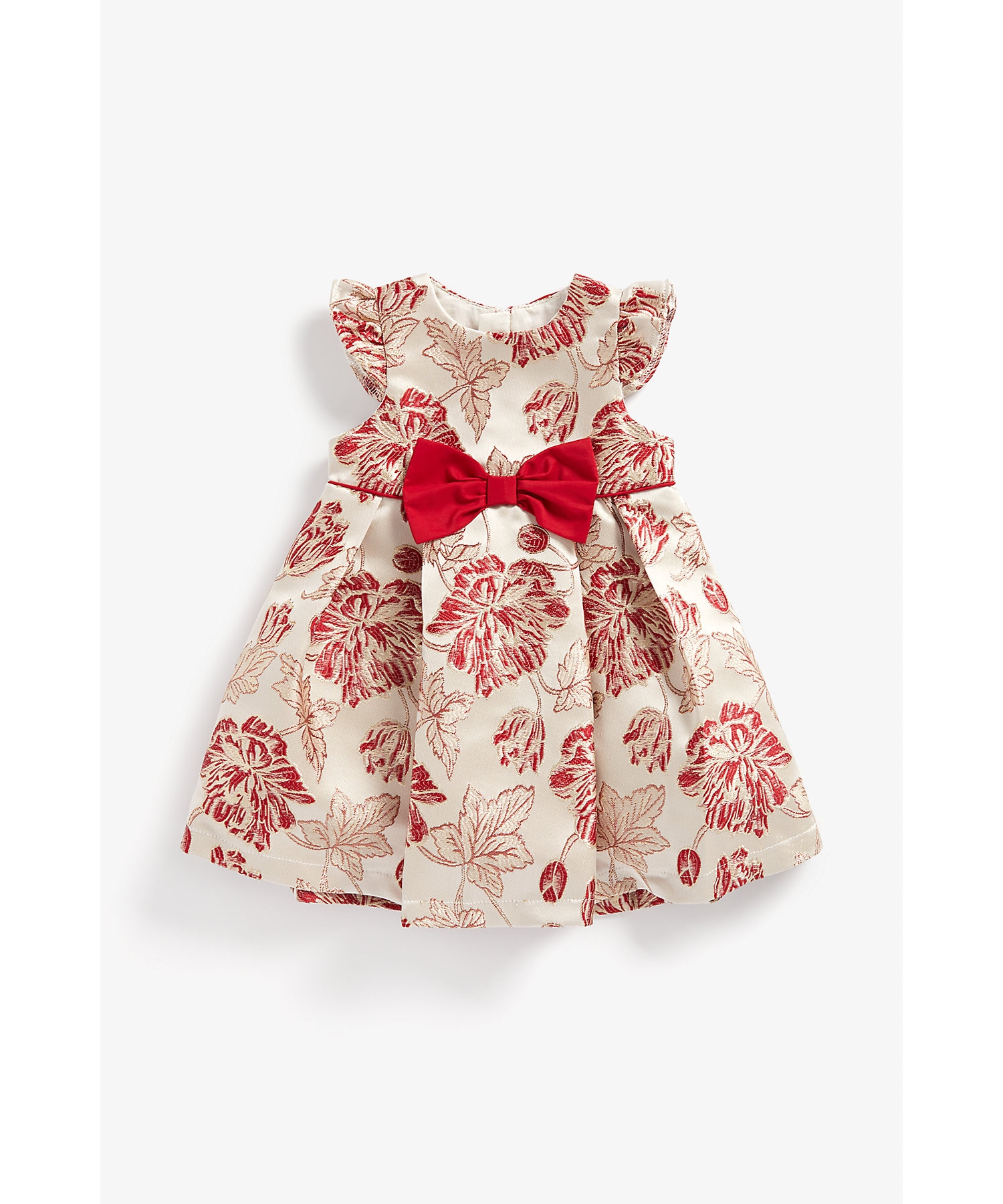 Girls Sleeveless Dress Floral Print With Bow Design-Multicolor