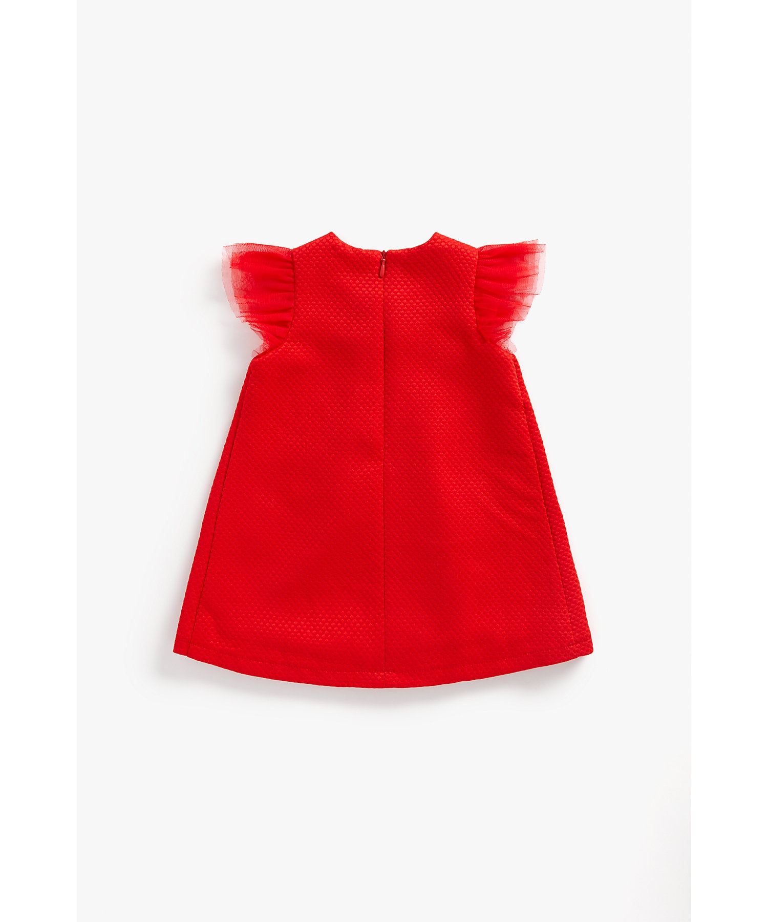 Girls Sleeveless Textured Dress -Red