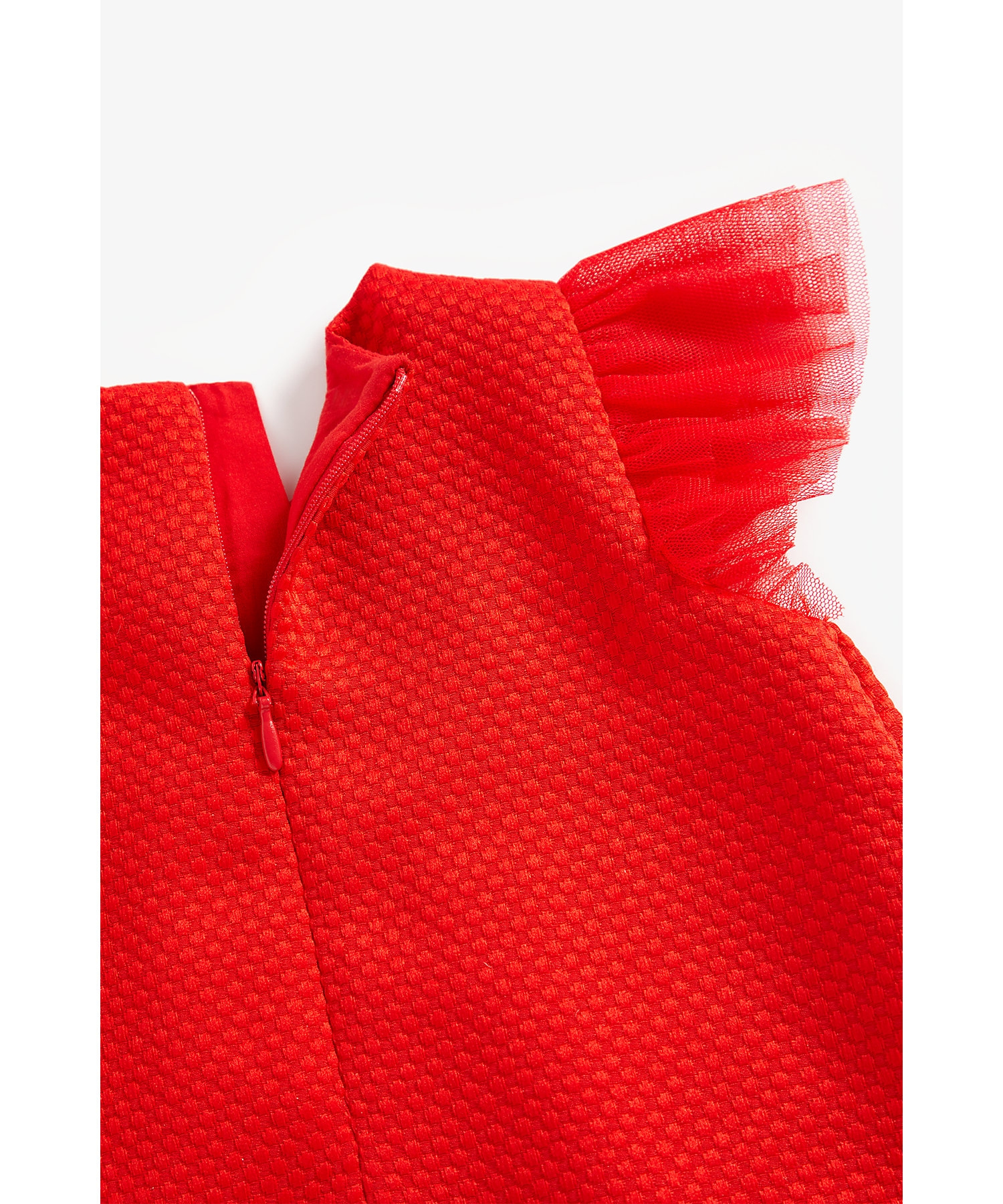 Girls Sleeveless Textured Dress -Red