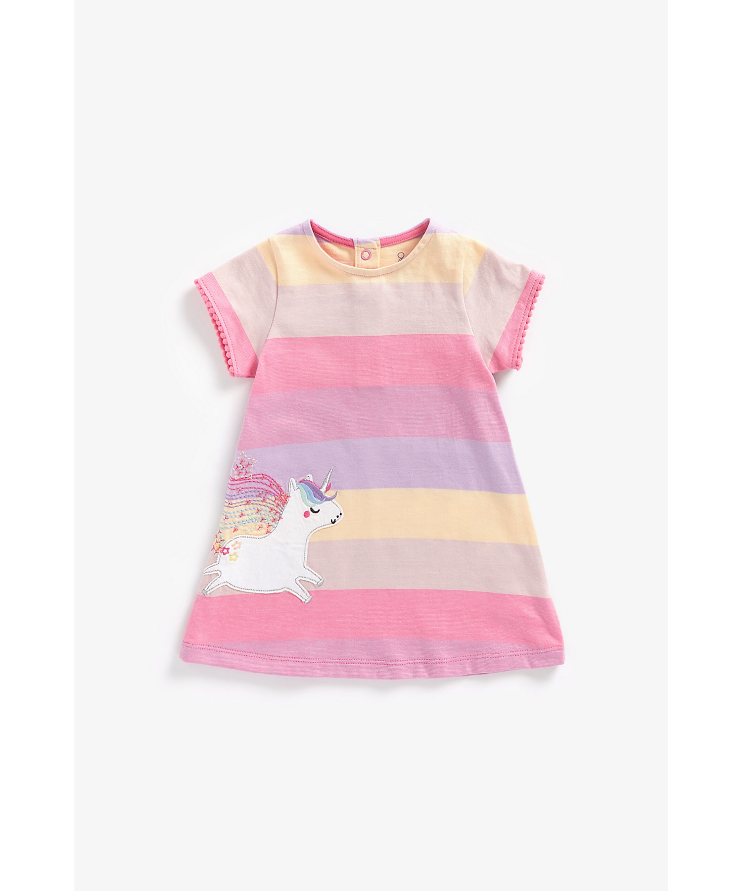 Mothercare | Girls Short Sleeves Dress Unicorn Printed-Multicolor