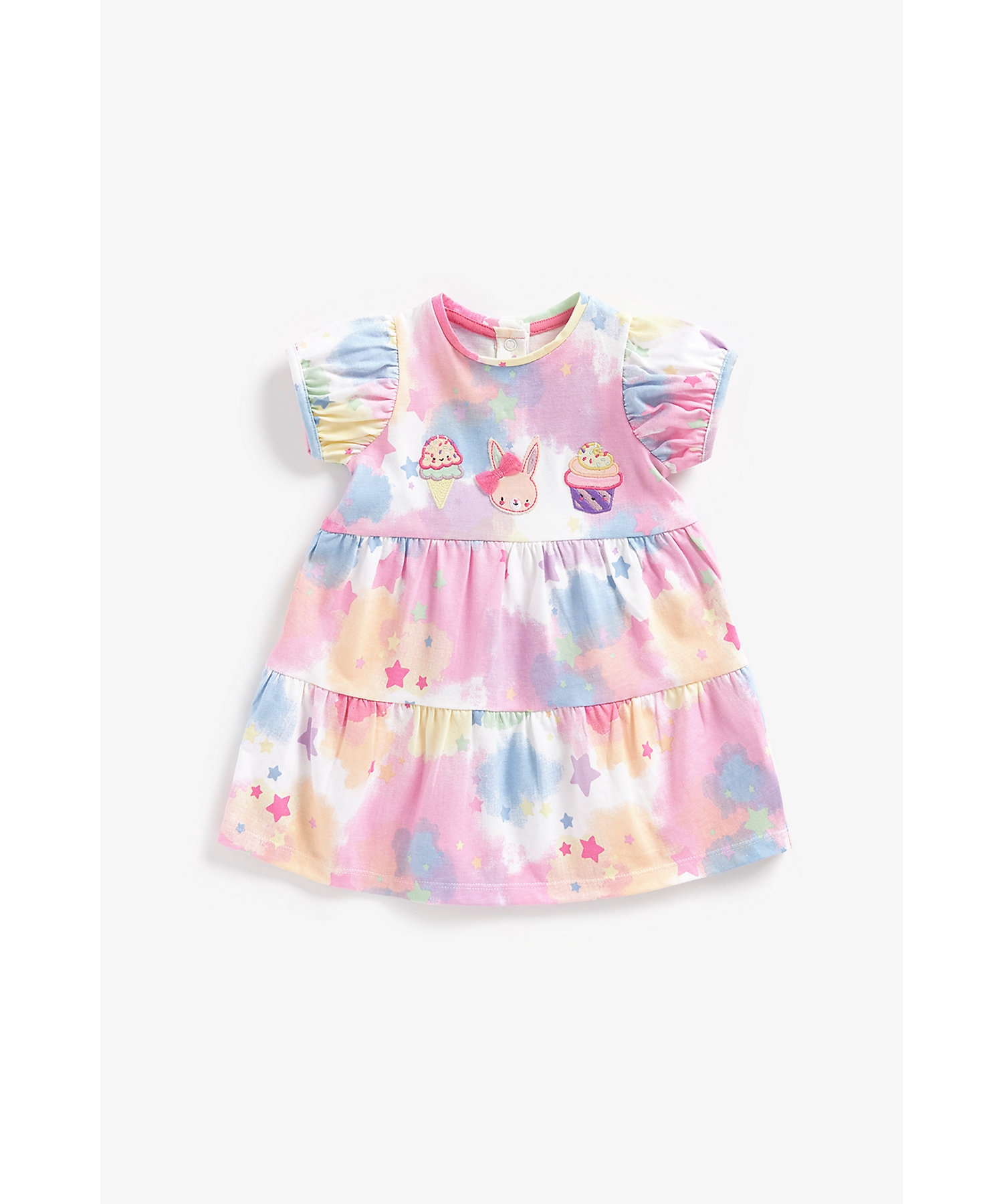 Mothercare | Girls Short Sleeves Dress Tie And Dye-Multicolor