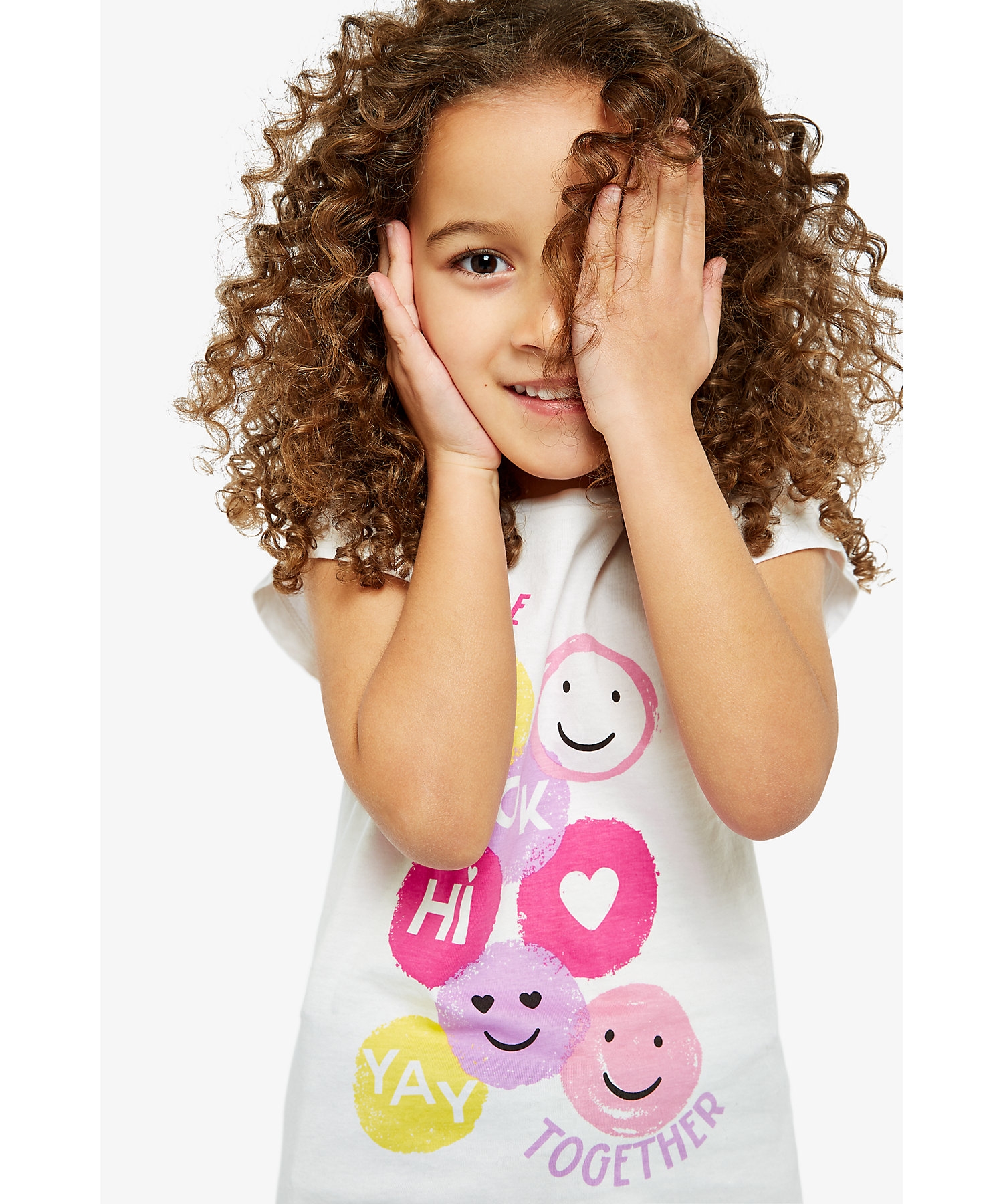 Mothercare | Girls Half Sleeves Tops Cute Emoji-Pink