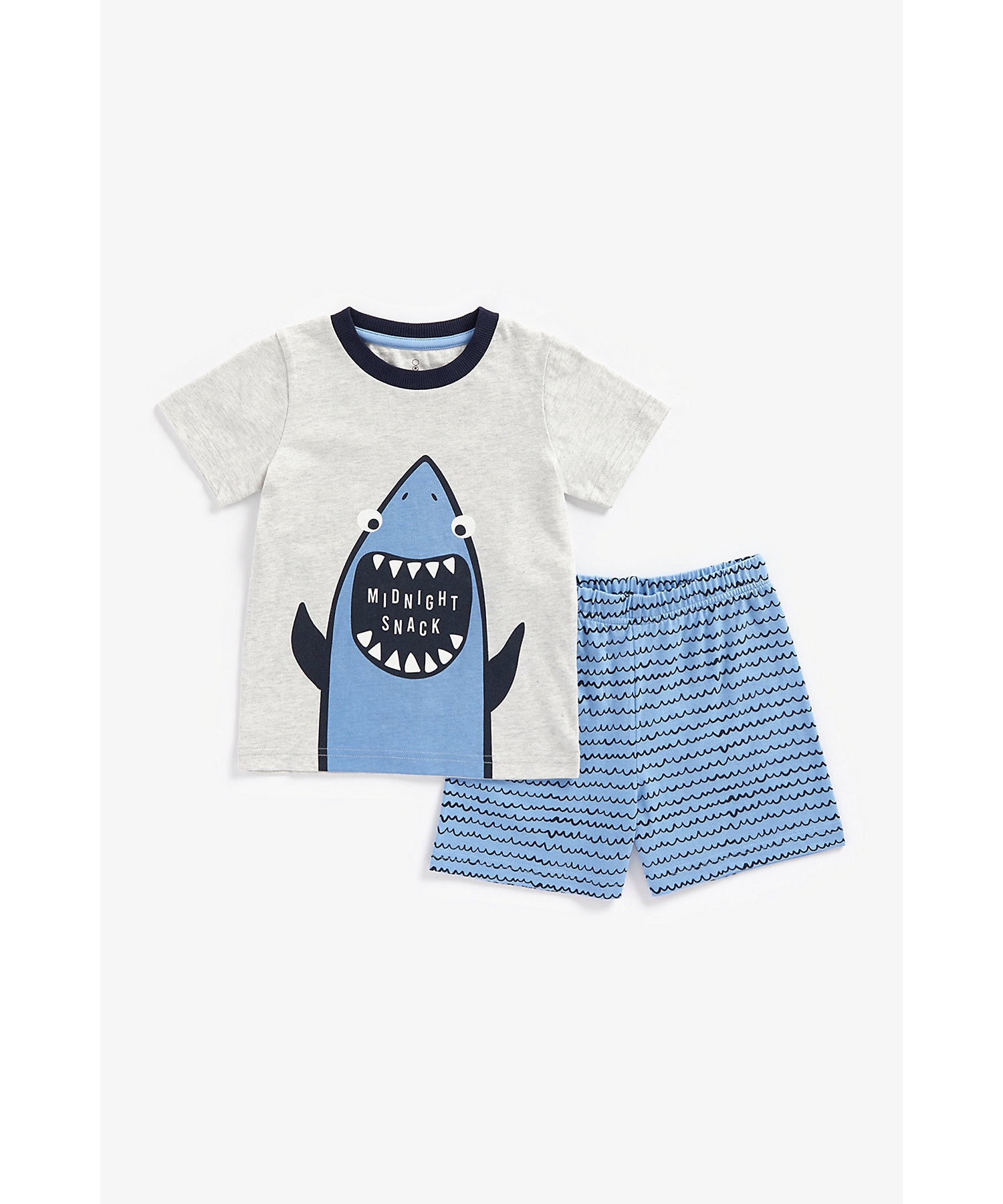 Boys Half Sleeves Shortie Pyjama Set Shark Character-Blue