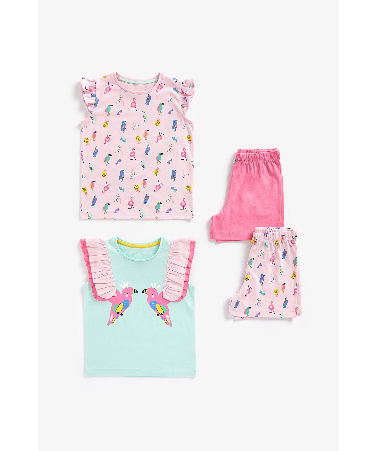 Mothercare | Girls Sleeveless Shortie Pyjama Set -Pack of 2-Multicolor