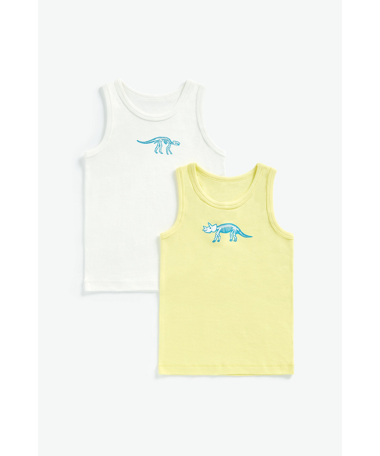 Mothercare | Boys Sleeveless Vest Dino Printed-Pack of 2-Multicolor