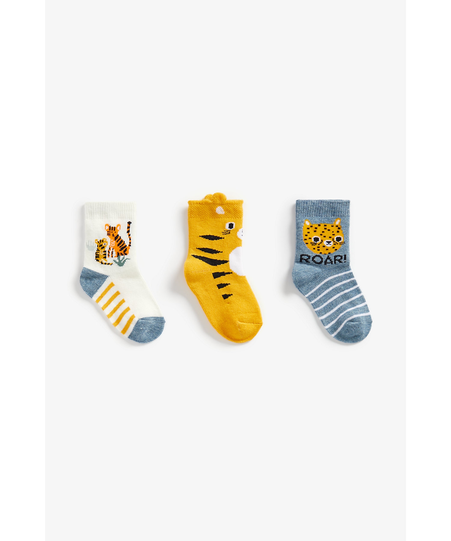 Mothercare | Boys Socks Tiger Printed -Pack of 3-Multi