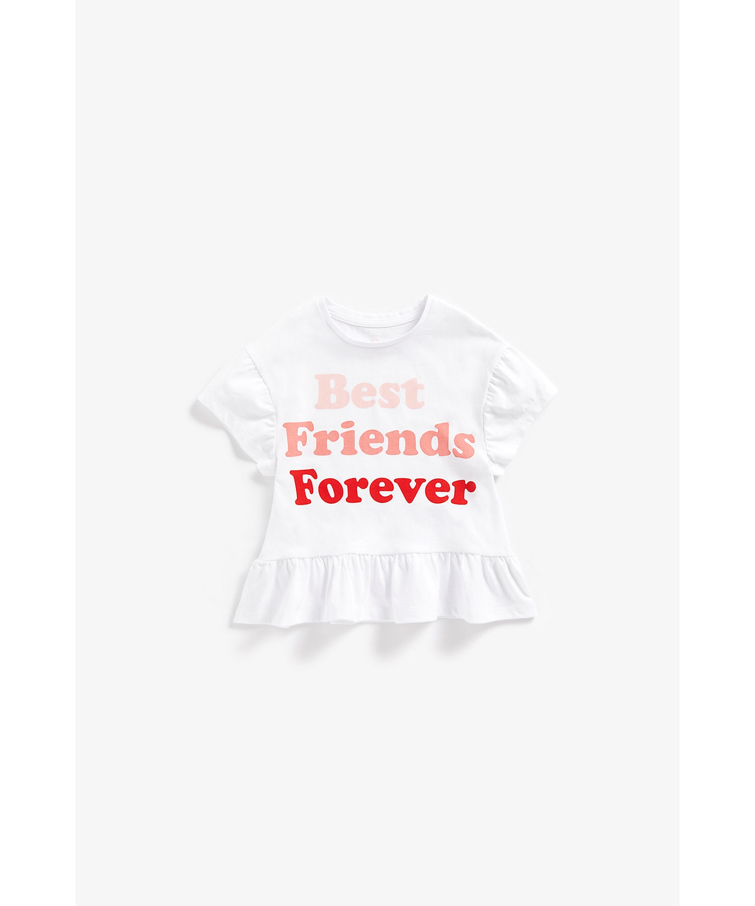 Girls Short Sleeves T-Shirt Best Friends Forever Printed -White