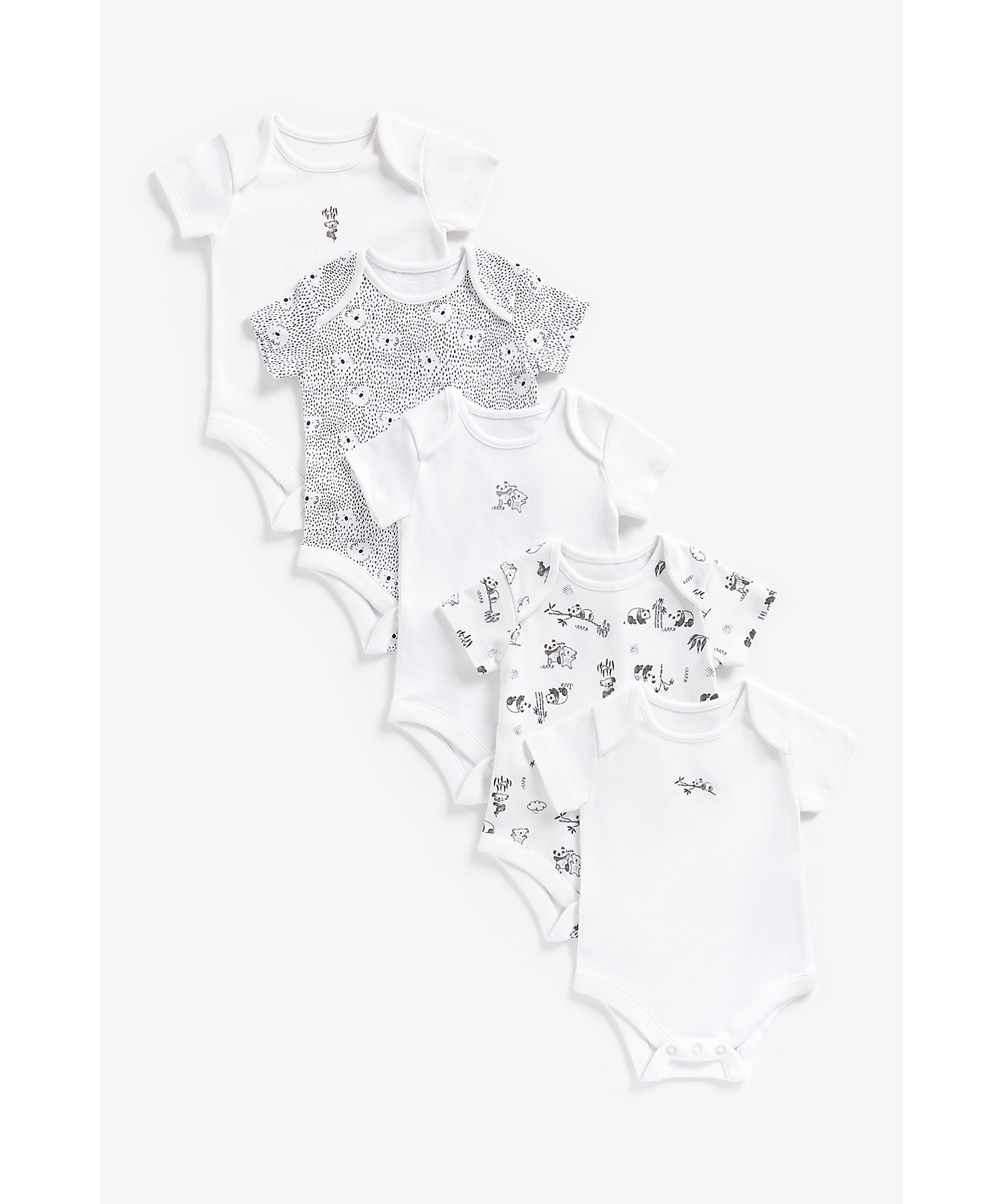 Mothercare | Unisex Short Sleeves Bodysuit Polar Bear Printed-Pack of 5-White
