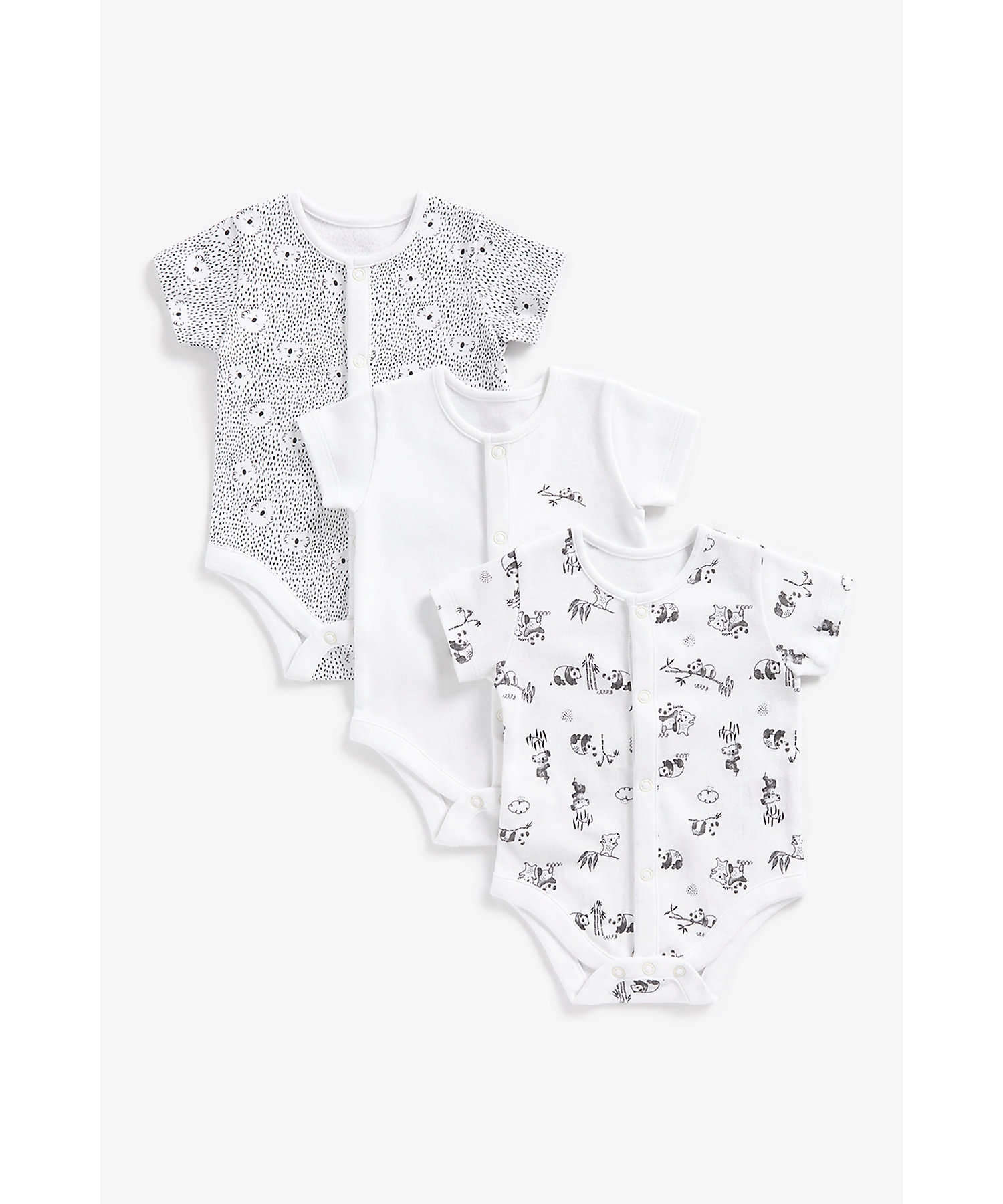 Mothercare | Unisex Full Sleeves Bodysuit -Pack of 3-White