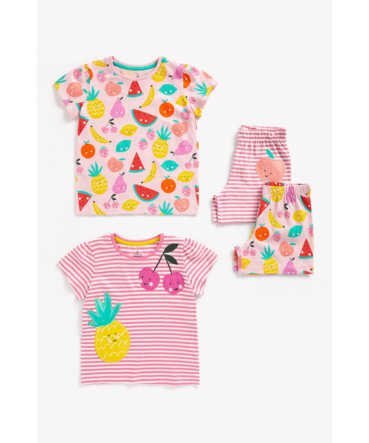 Mothercare | Girls Short Sleeves Pyjamas Fruit Print-Pack of 2-Multicolor