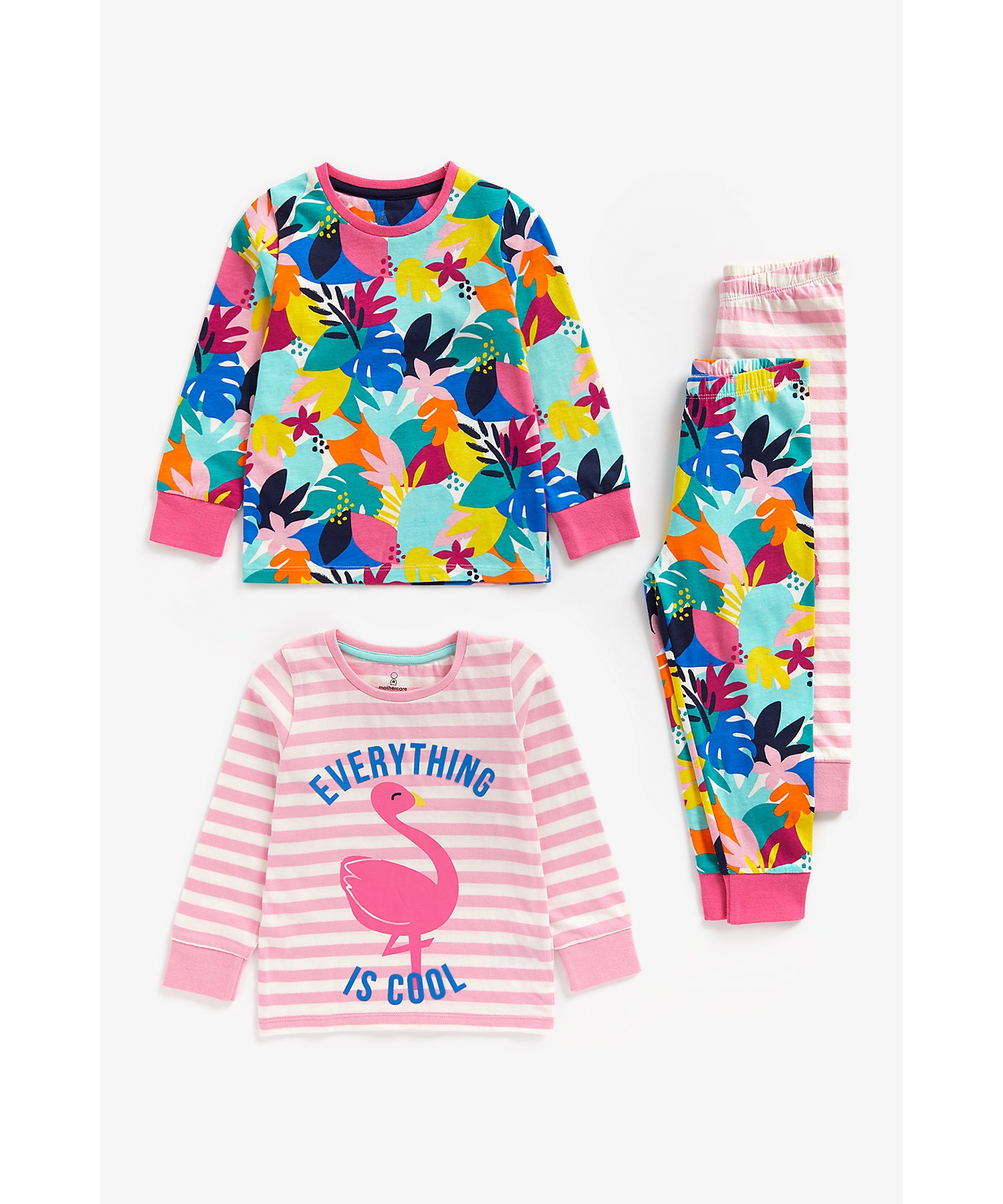 Girls Full Sleeves Pyjamas Nature Print-Pack of 2-Multicolor