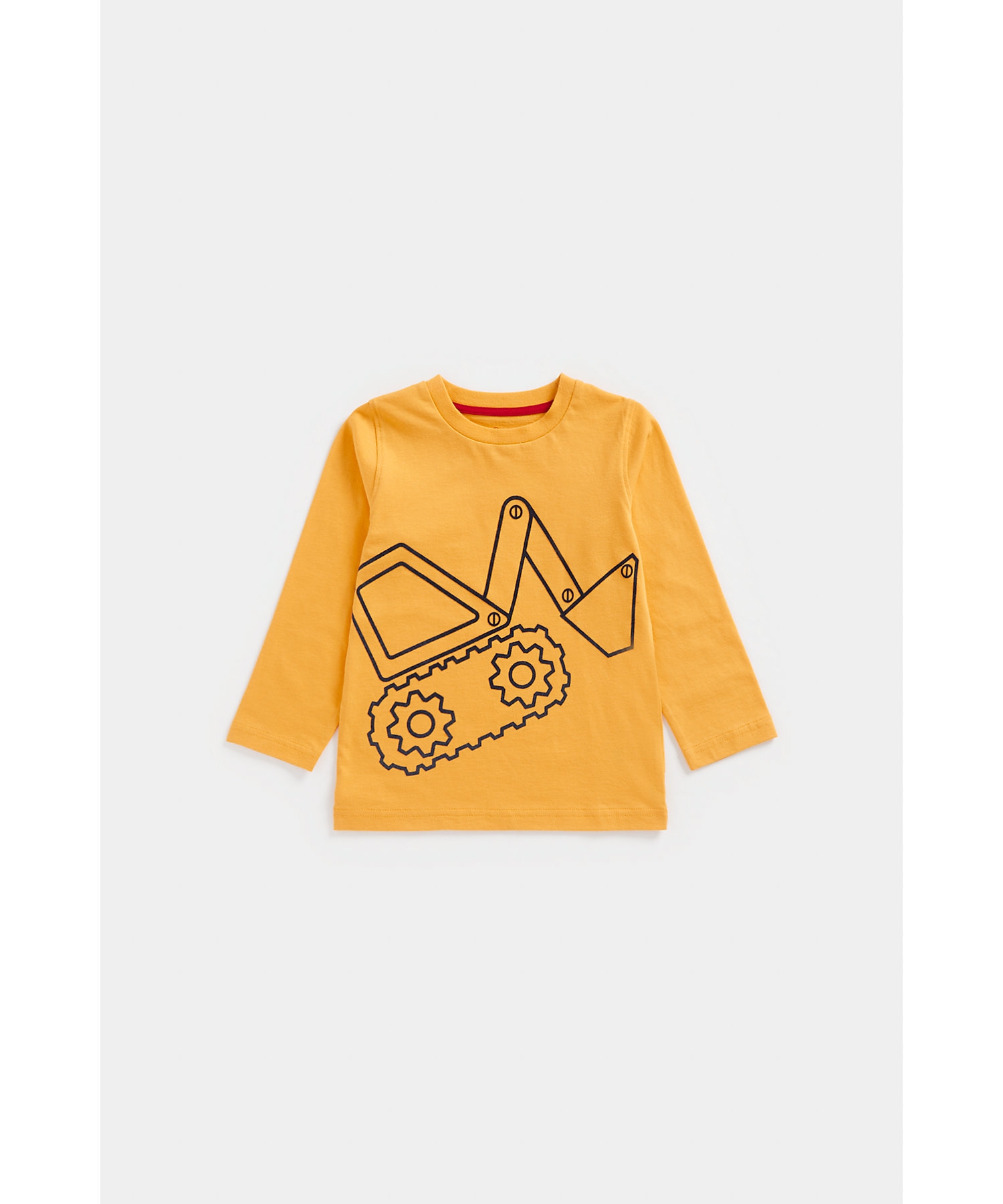 Mothercare | Boys Full Sleeves T Shirts Vehicle Flock Print-Yellow