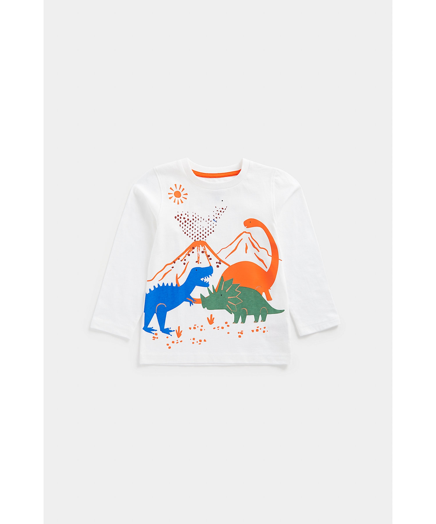 Mothercare | Boys Full Sleeves T Shirts Dino Design-White