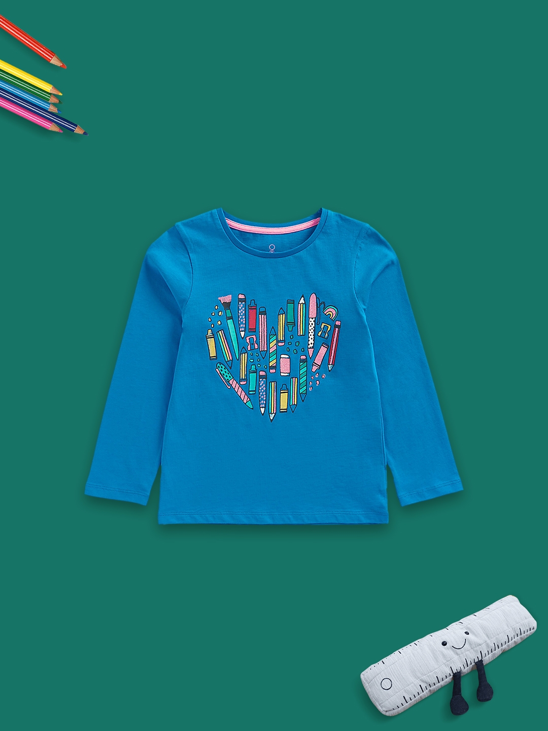 Mothercare | Girls Full Sleeves A-Line Top -Blue