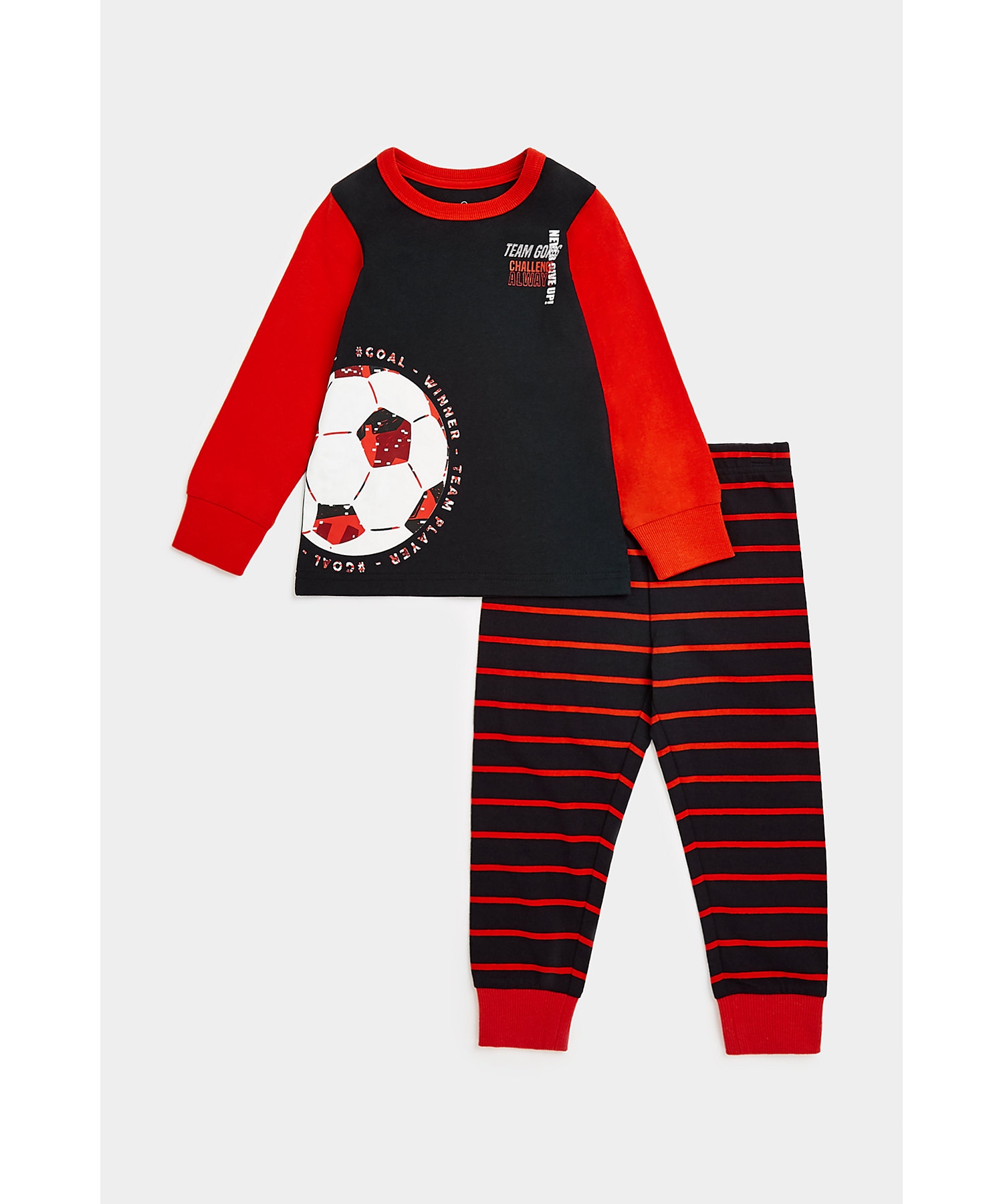 Boys Full Sleeves Pyjama Set Sports Design-Red