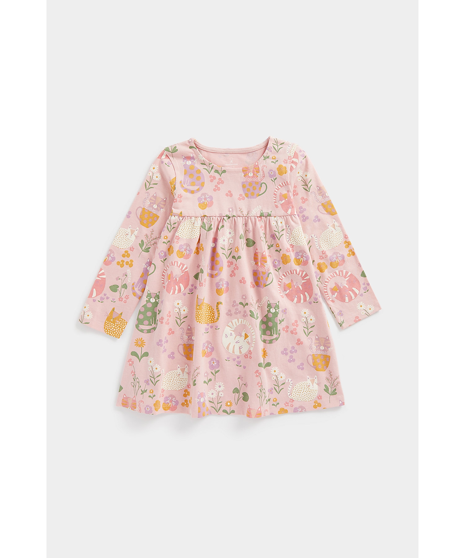 Mothercare | Girls Full Sleeves Dress Fun Prints-Multicolor