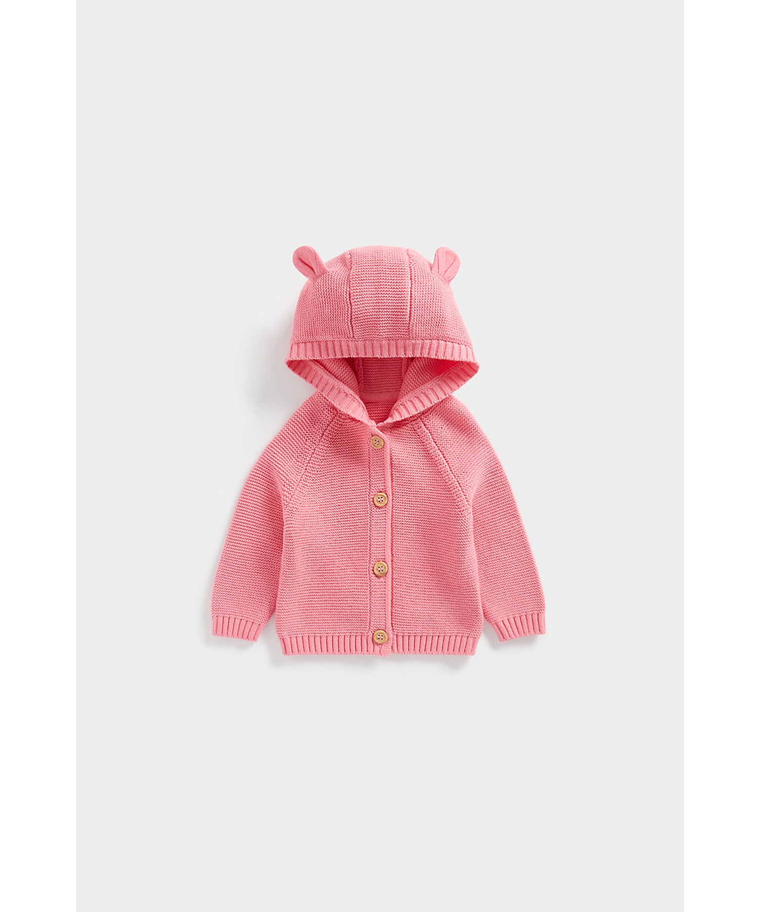 Mothercare | Girls Full Sleeves Cardigan 3D Hooded-Pink