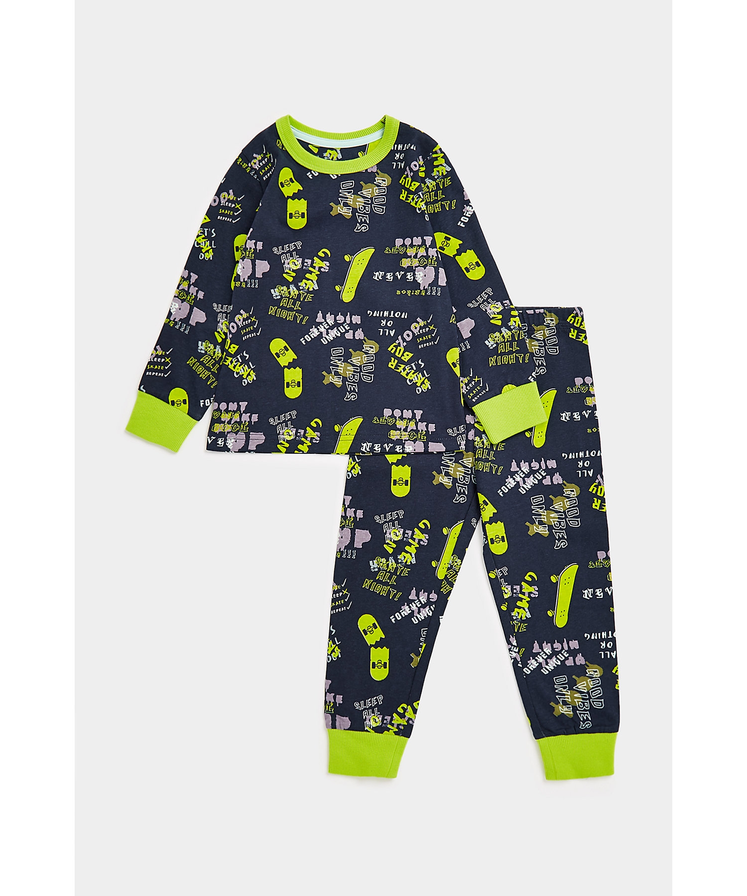 Mothercare | Boys Full Sleeves Pyjama Set All Over Print-Grey