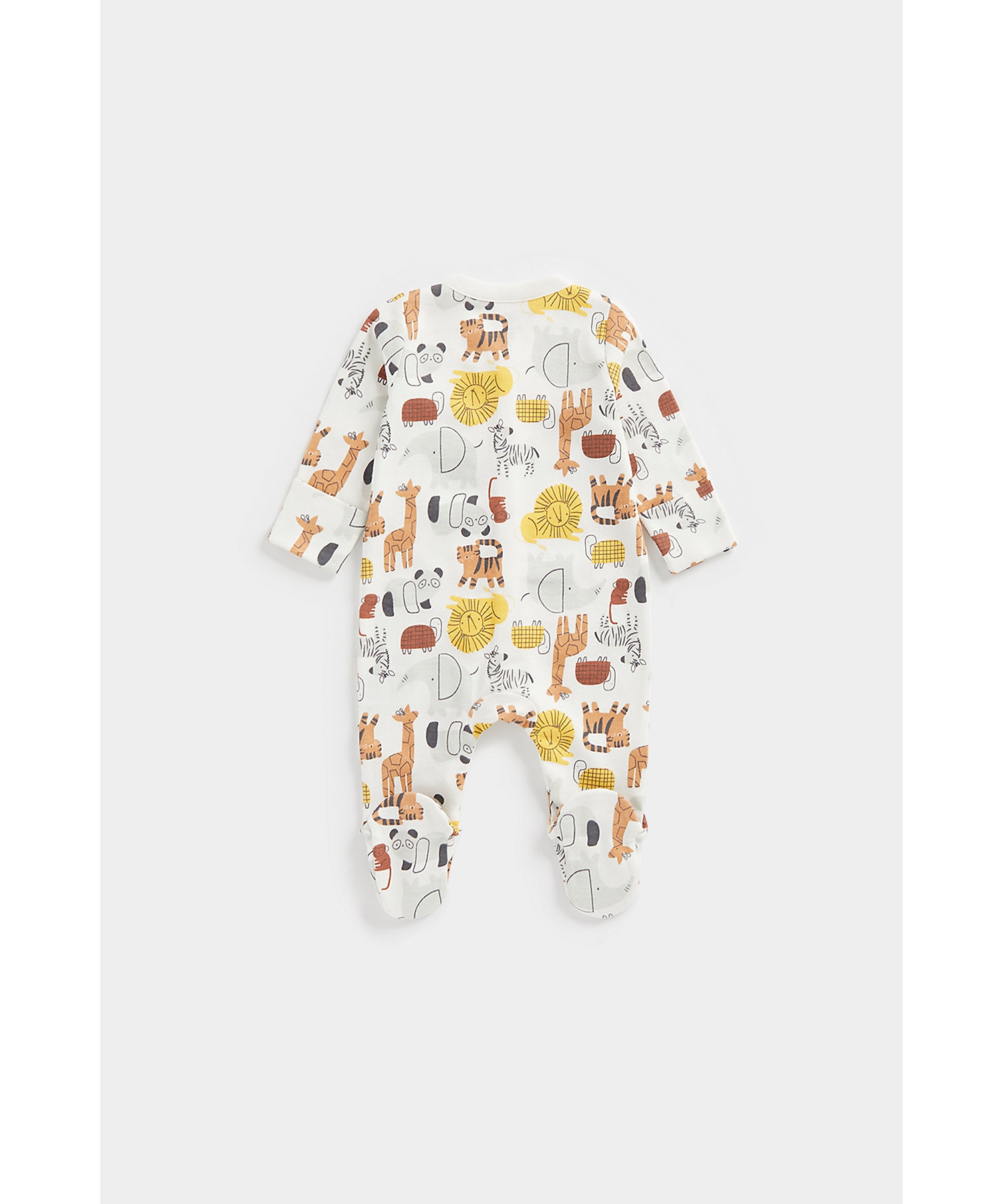 Mothercare | Unisex Full Sleeves Sleepsuits Animal All Over Print-Multicolor 1
