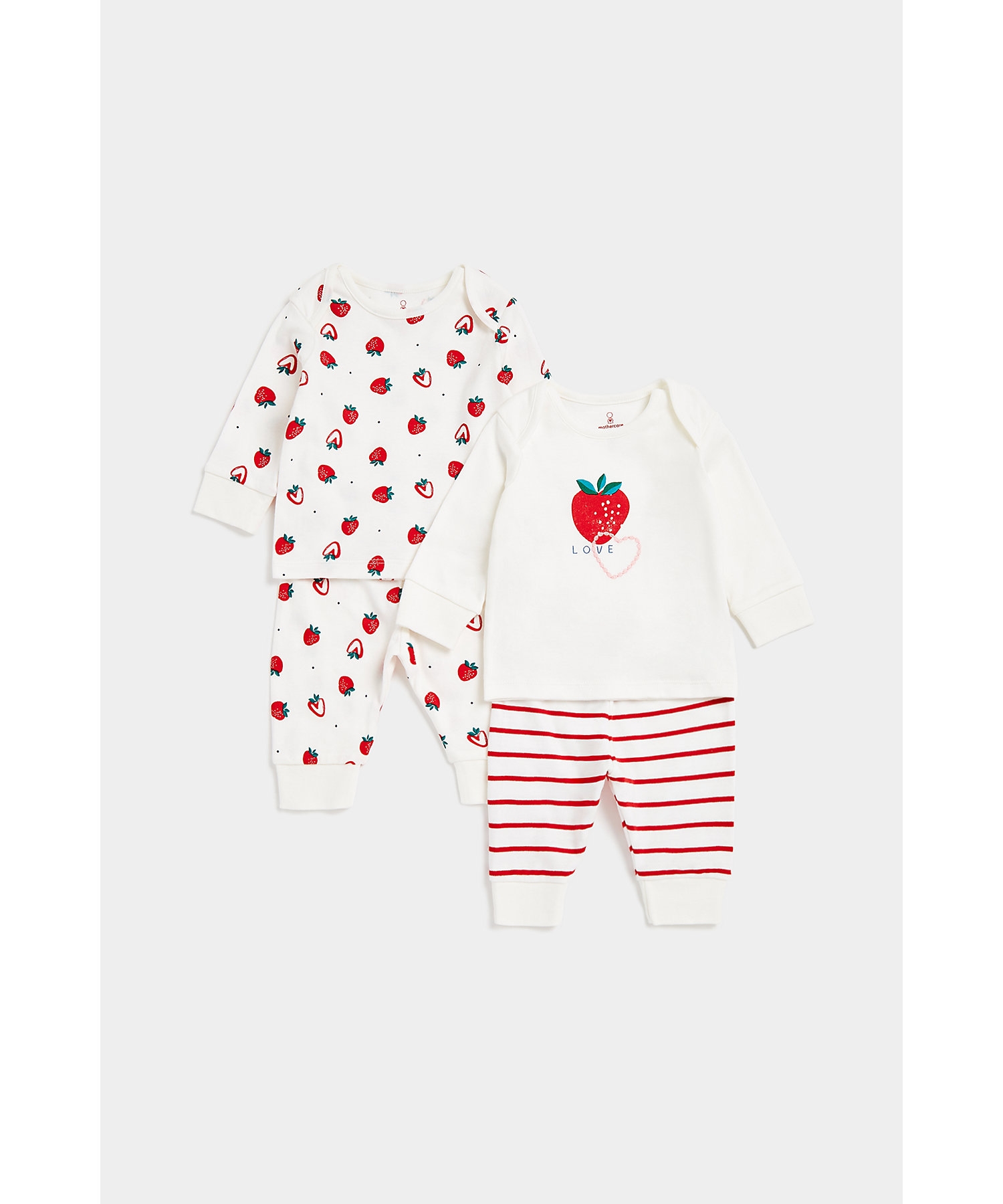 Girls Full Sleeves Pyjama Set Fruit Design-Pack of 2-Multicolor