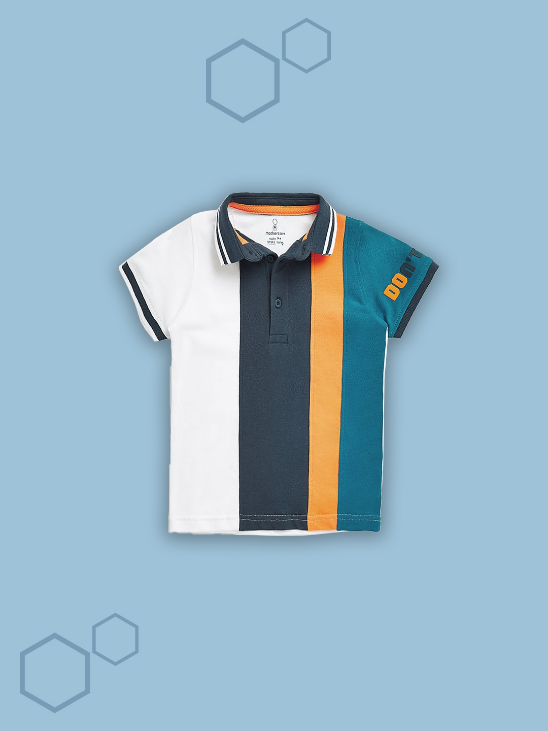 Mothercare | Boys Short Sleeves Polo T-Shirts Vertical Contrast Panels-Multicolor