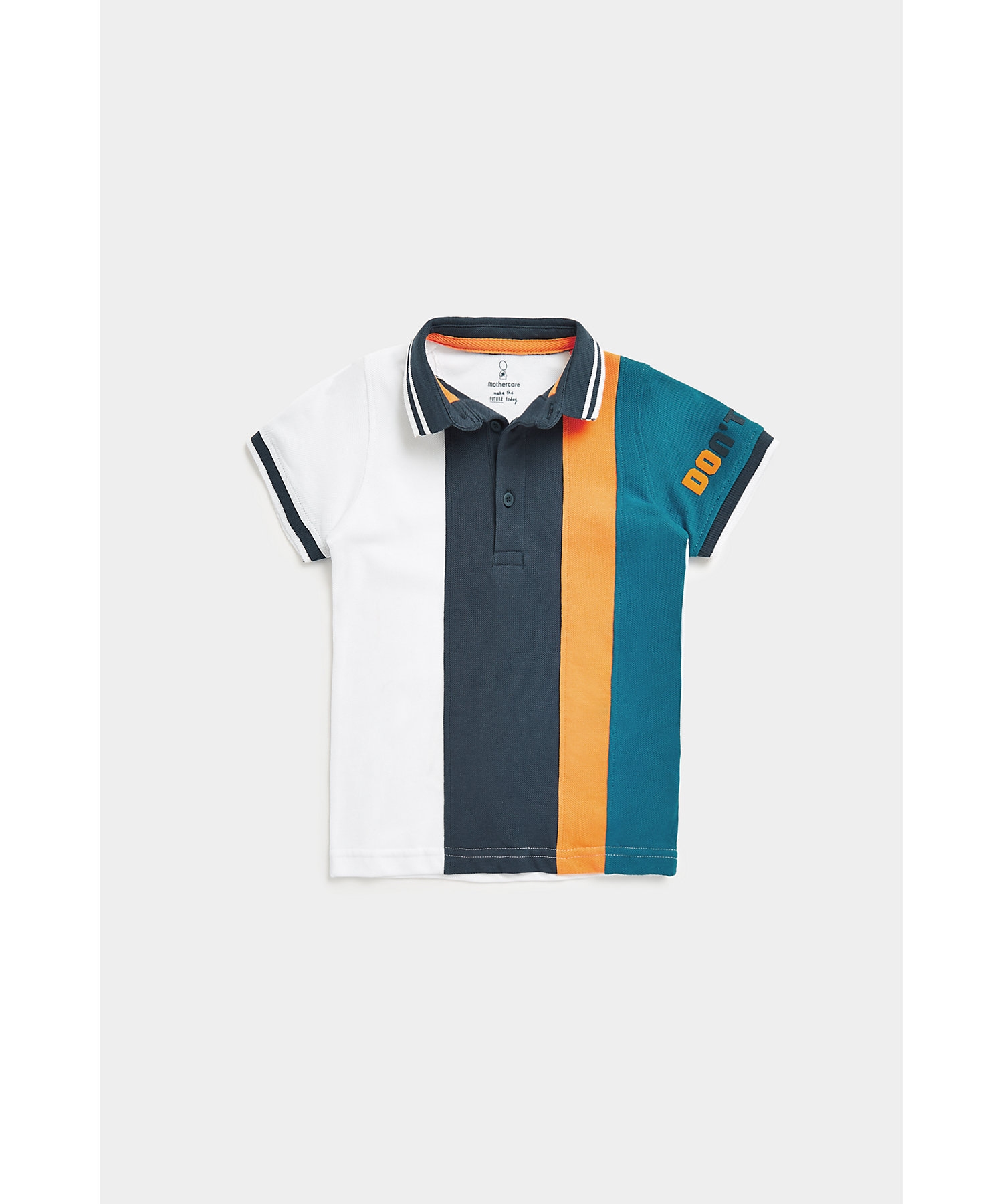 Mothercare | Boys Short Sleeves Polo T-Shirts Vertical Contrast Panels-Multicolor