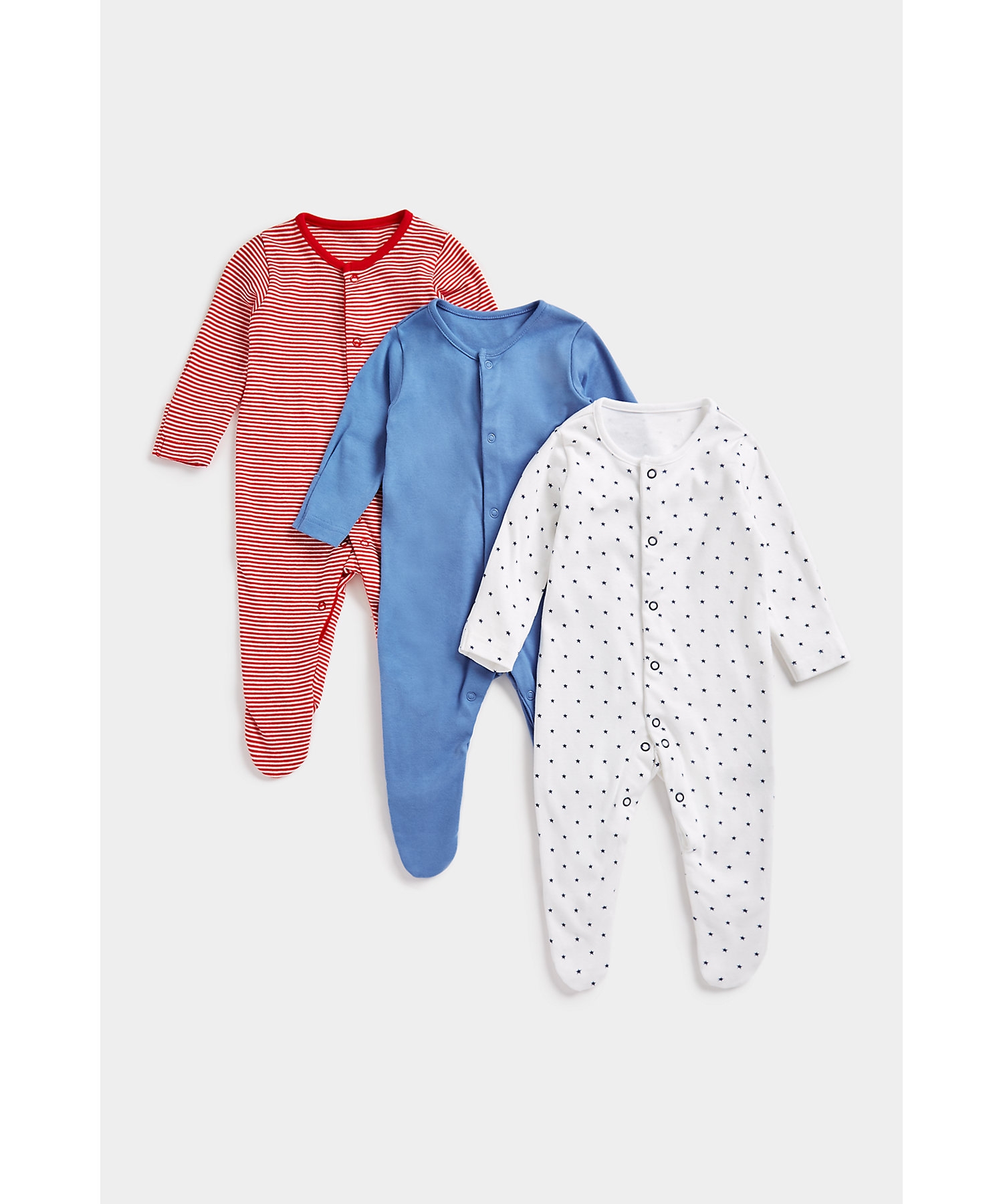 Mothercare | Boys Full Sleeves Sleepsuits-Multicolor