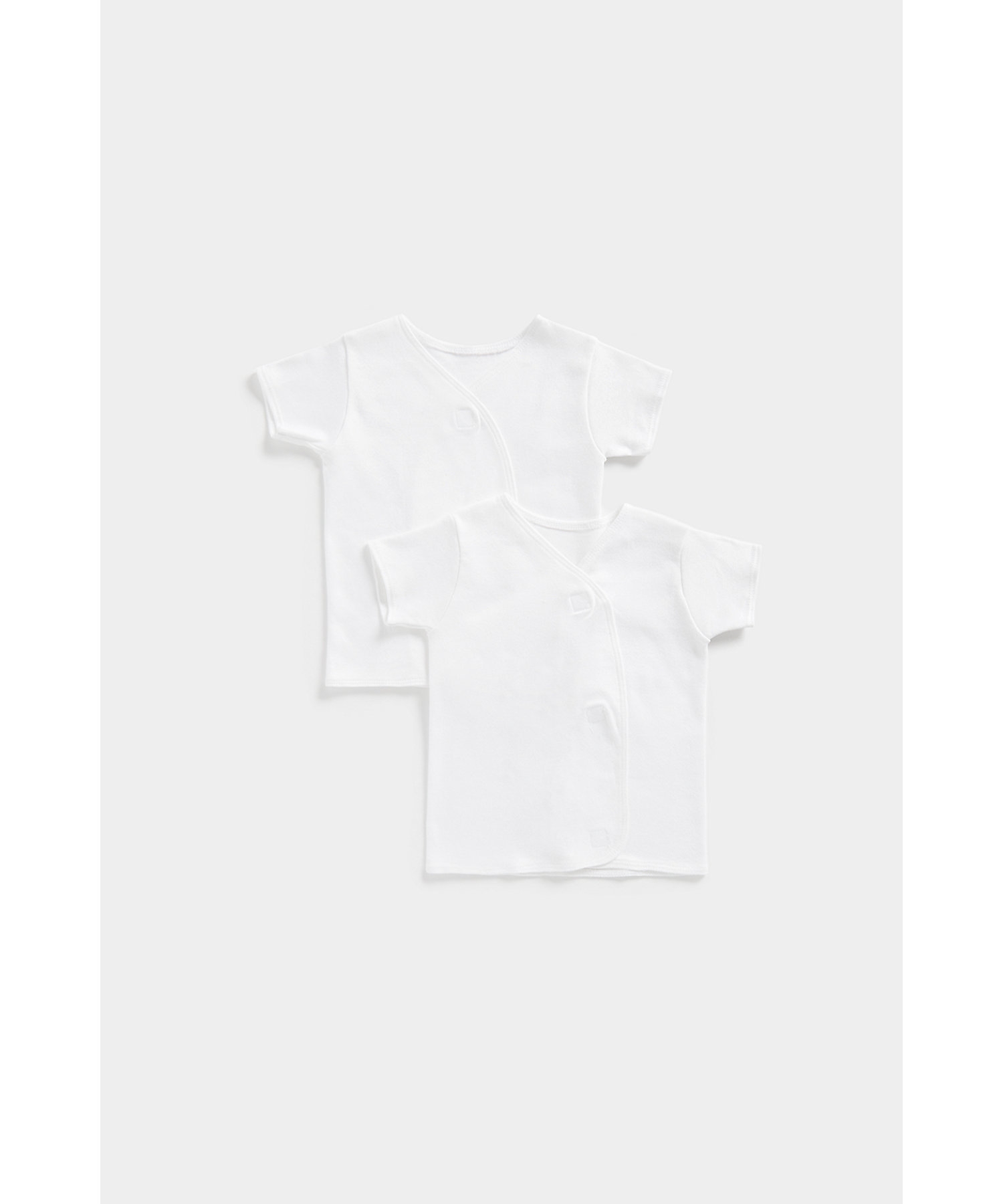 Mothercare | Unisex Short Sleeves Wrap Around Vest -Pack of 2-White
