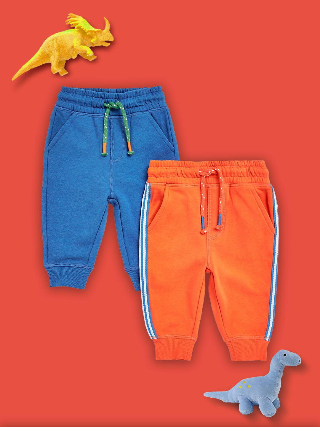 Boys Jogger Side Tape-Pack of 2-Multicolor