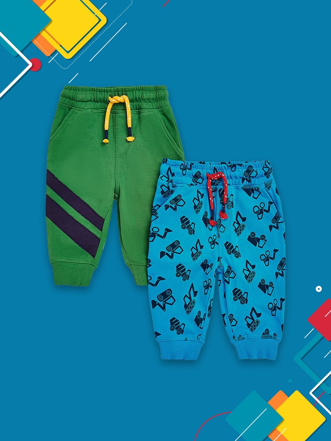 Mothercare | Boys Jogger Stipe & Aop-Pack of 2-Multicolor