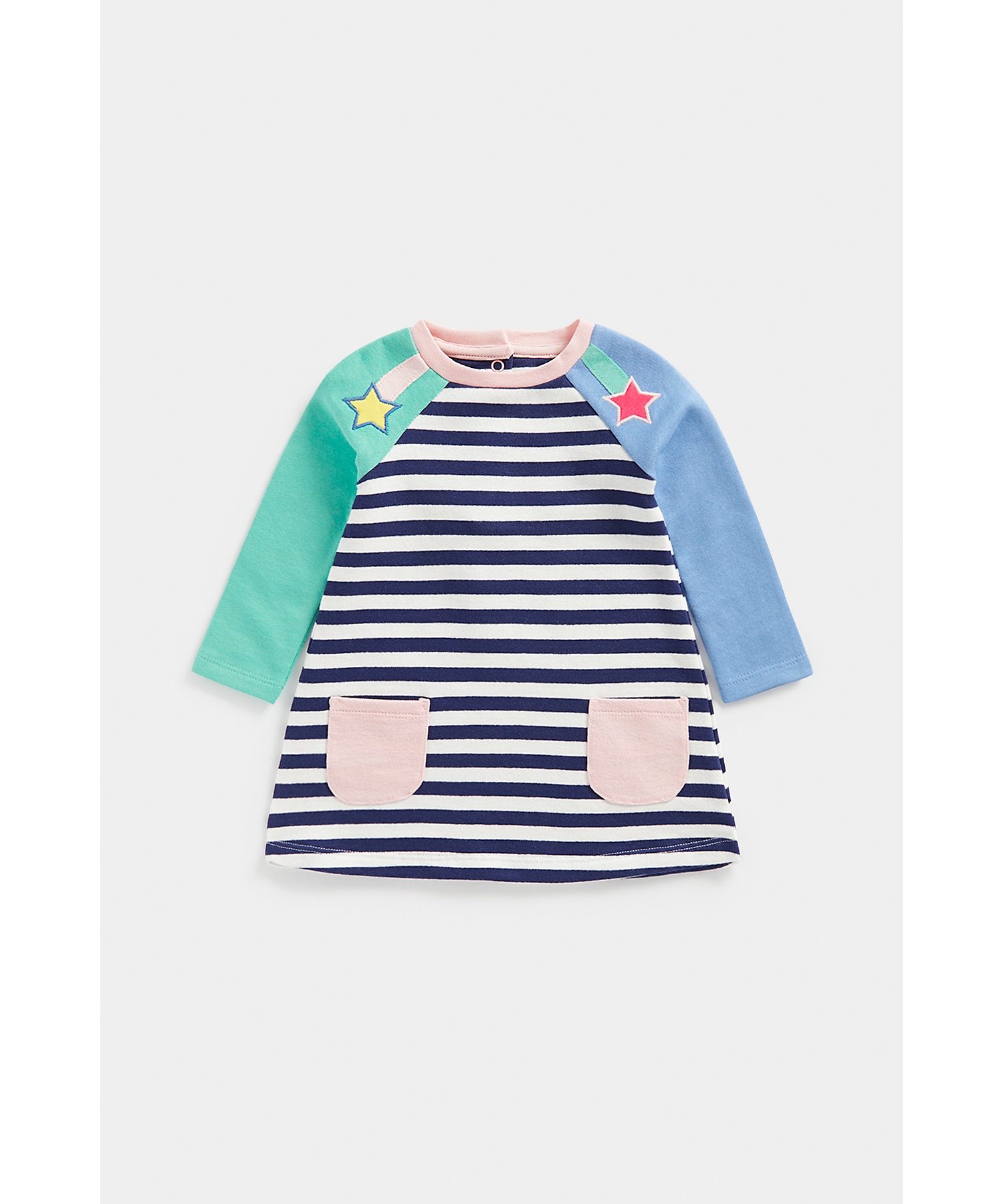 Mothercare | Girls Full Sleeves Dress Striped-Multicolor