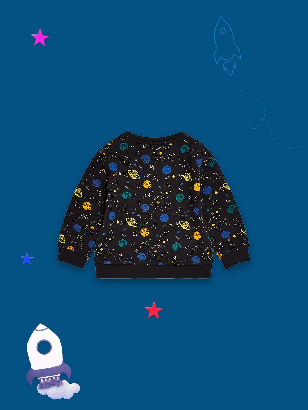Mothercare | Boys Full Sleeves Sweatshirt Space Explorer Aop-Black