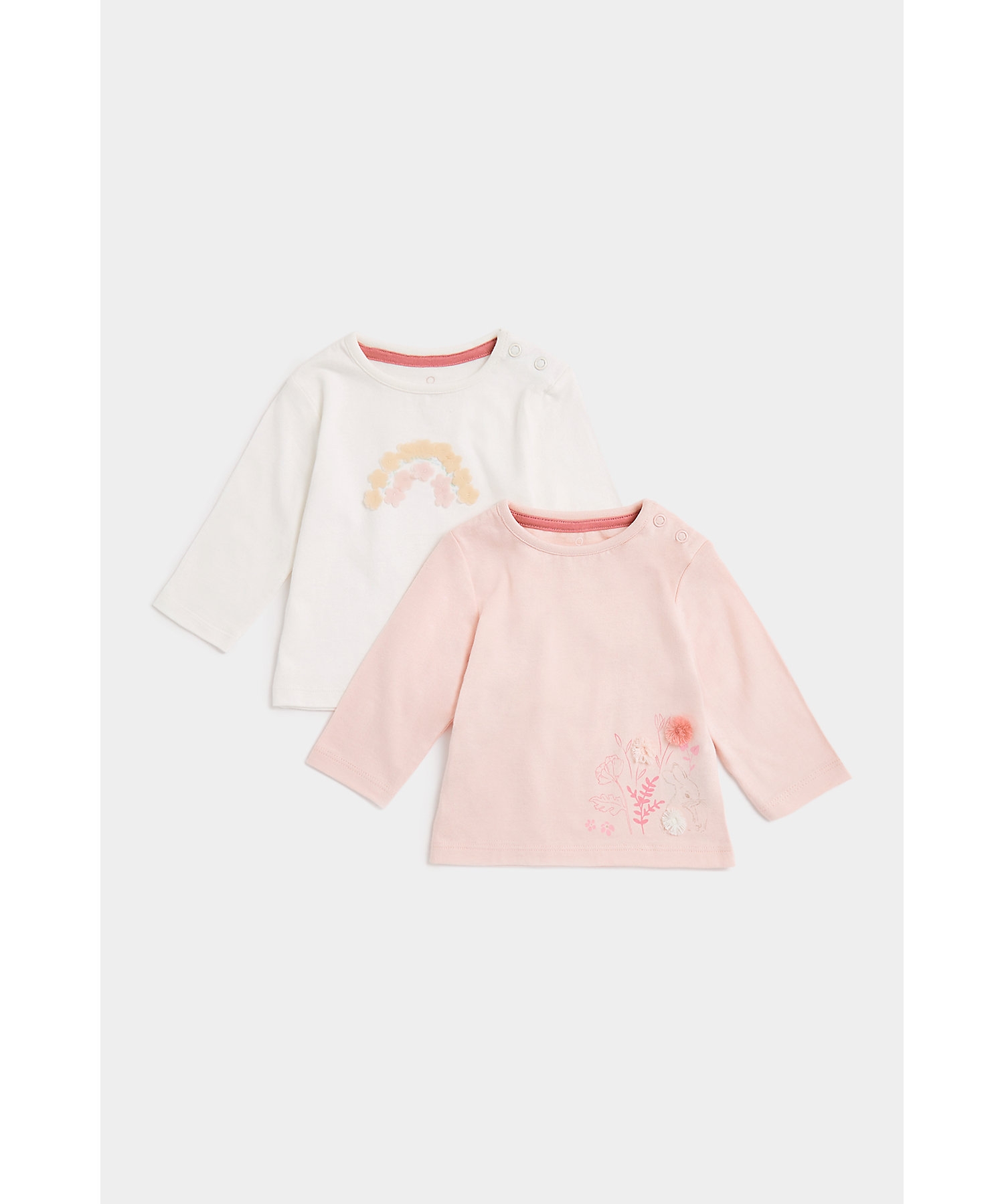 Mothercare | Girls Full Sleeves T Shirts -Pack of 2-Multicolor