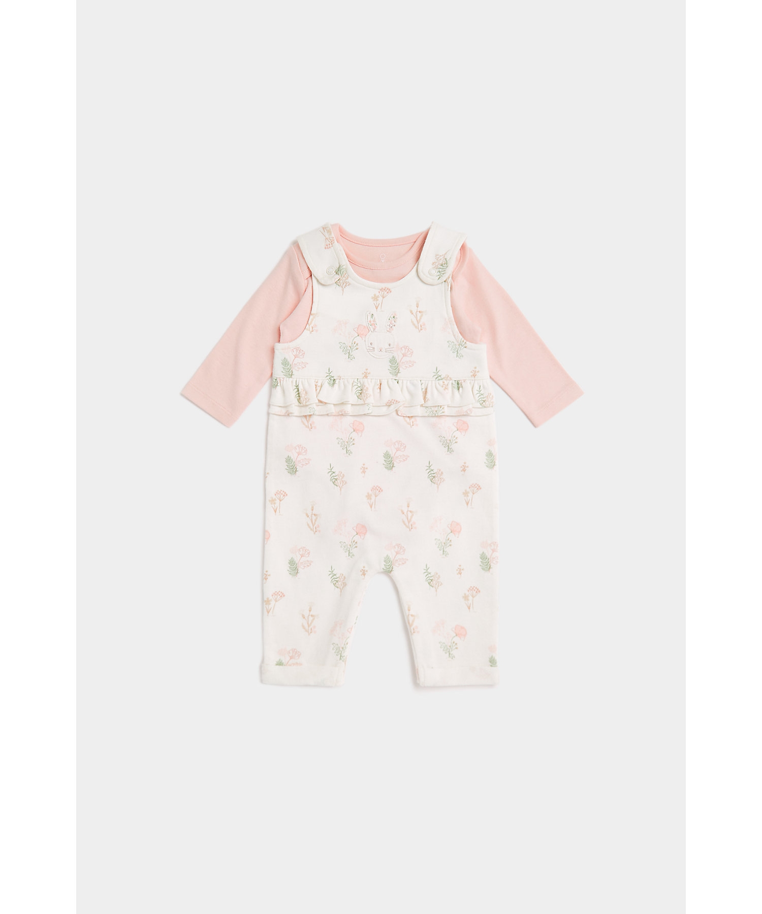 Mothercare | Girls Full Sleeves Dungaree Boyysuit Set -Multicolor