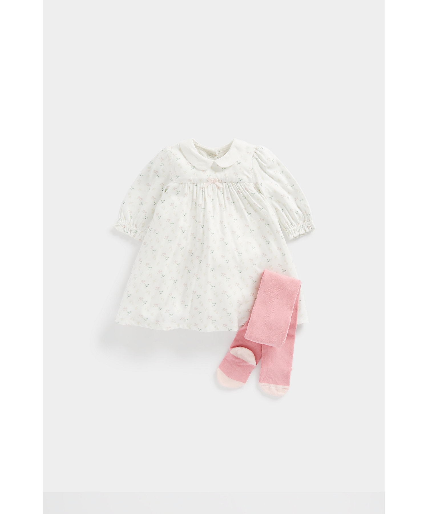 Mothercare | Girls Full Sleeves Dress with Tights -Multicolor