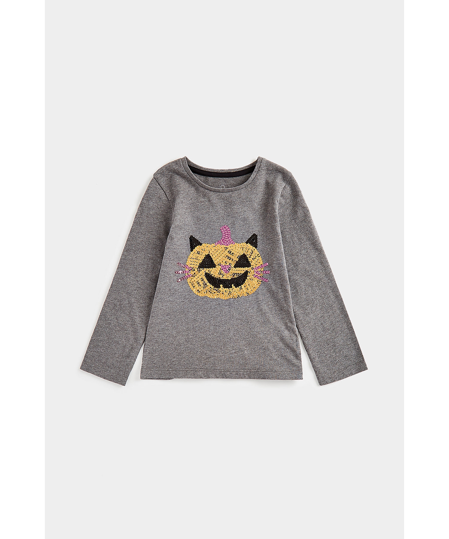 Mothercare | Girls Full Sleeves T-Shirts Halloween Design-Grey