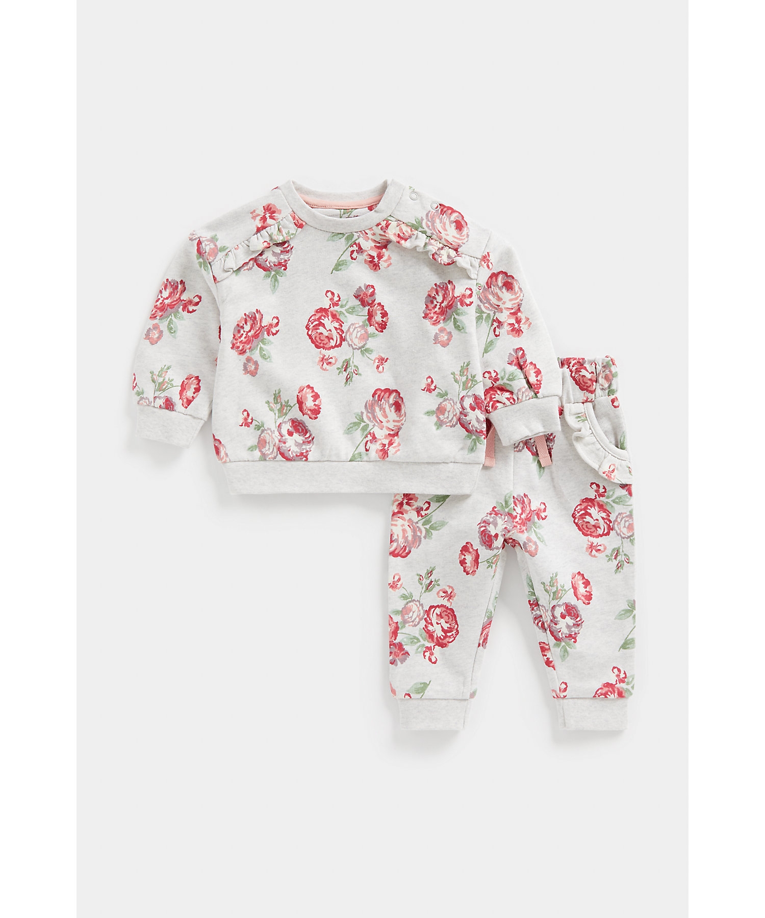 Mothercare | Girls Full Sleeves Jogger & T-Shirt Sets Floral Aop-Multicolor
