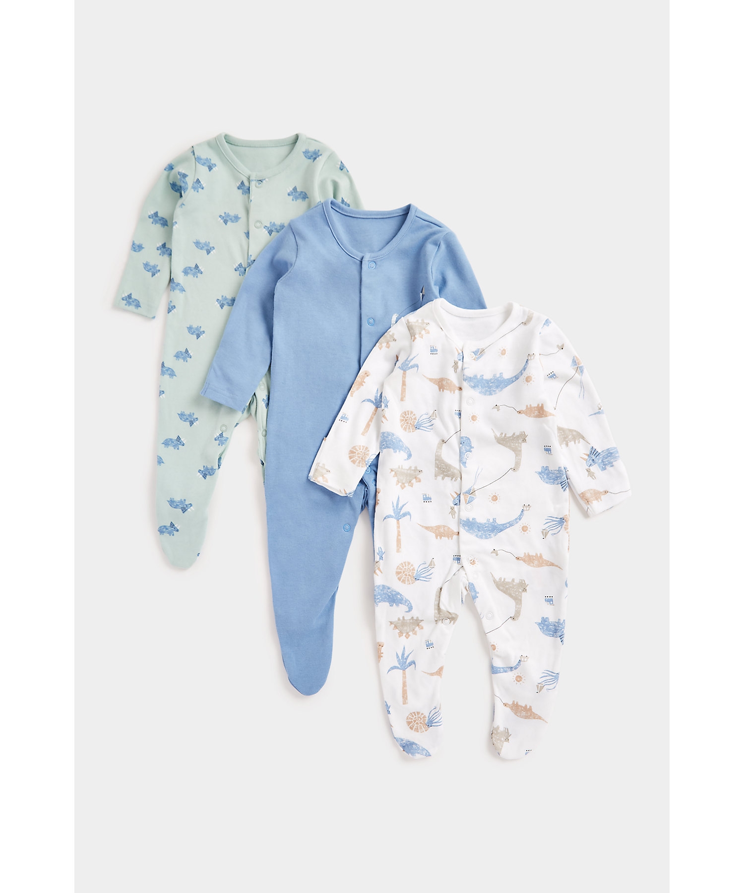 Mothercare | Boys Full Sleeves Sleepsuits -Multi