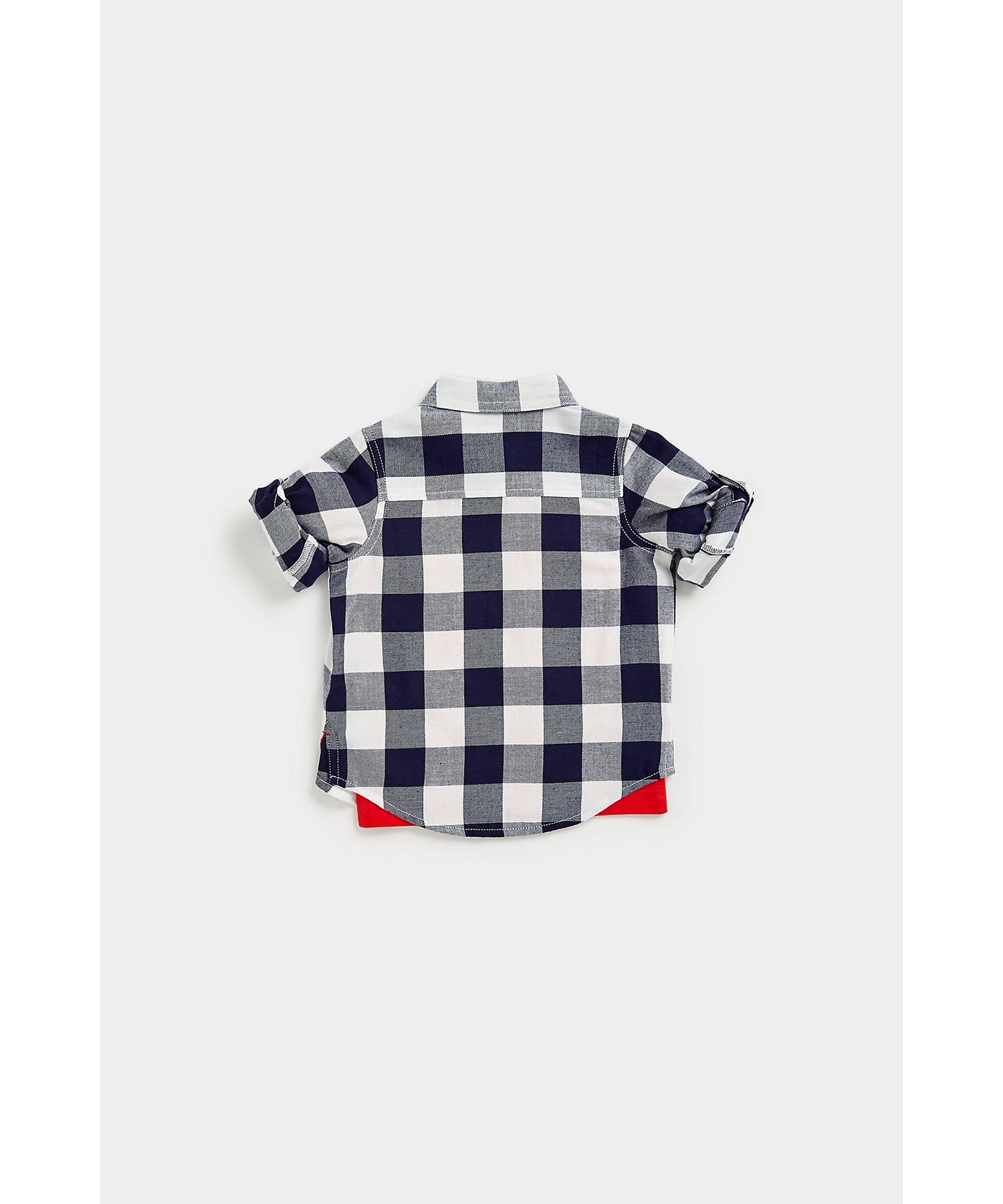 Boys Full Sleeves Shirt Witth T Shirt Checked-Multicolor