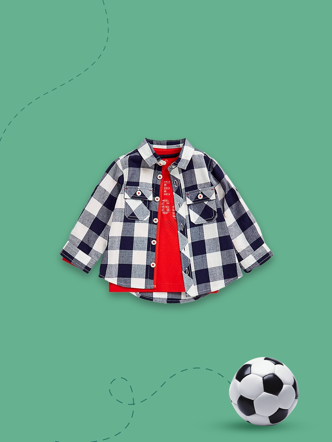 Mothercare | Boys Full Sleeves Shirt Witth T Shirt Checked-Multicolor