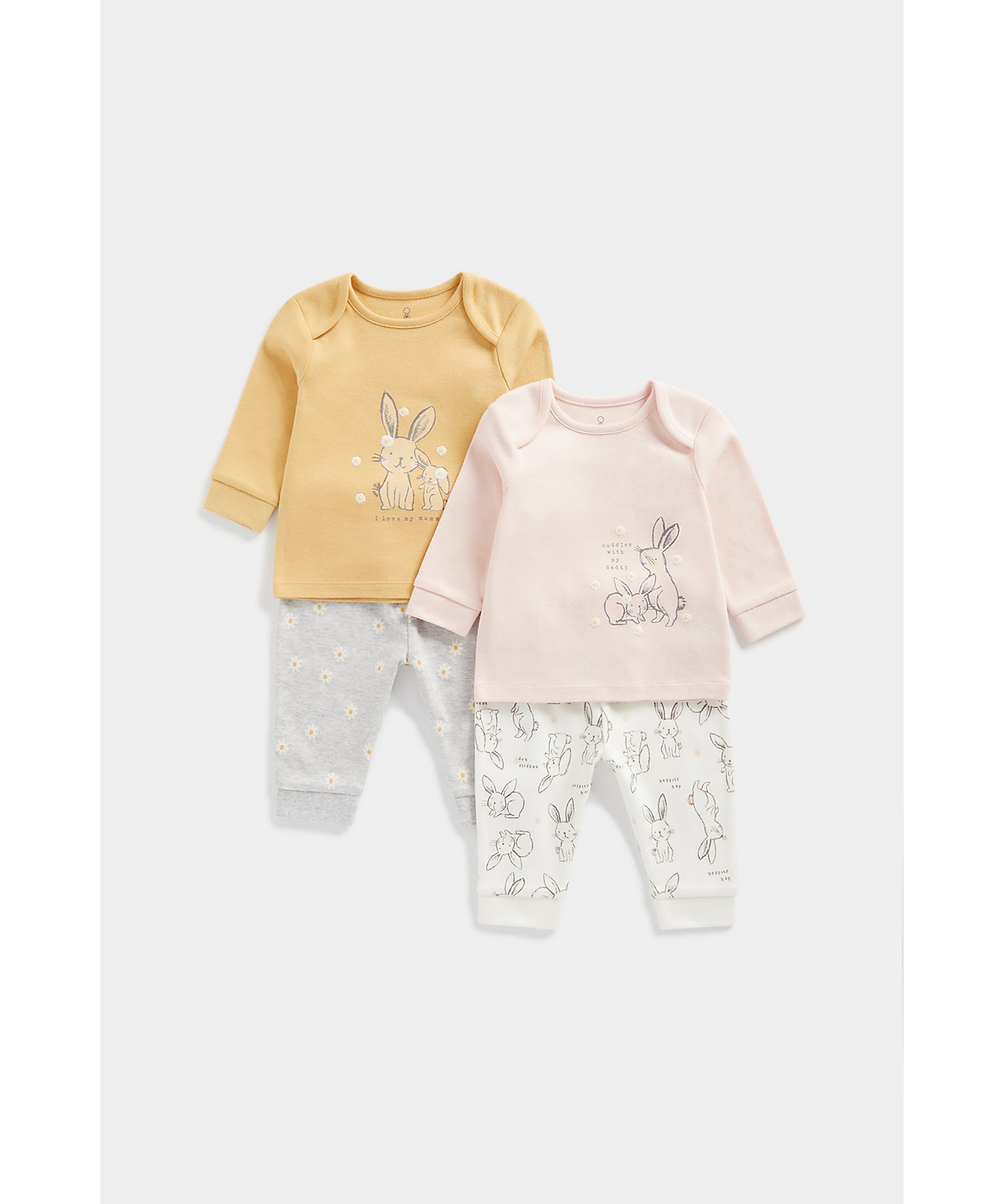 Mothercare | Unisex Full Sleeves T-Shirt & Jogger Set Cute Bunny-Multicolor