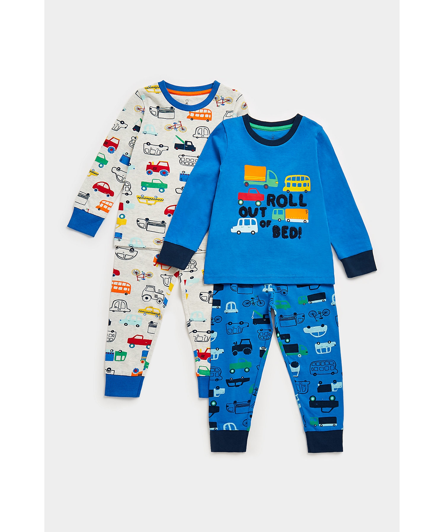 Mothercare | Boys Full Sleeves Pyjama Sets Vehicle Design-Pack of 2-Multicolor