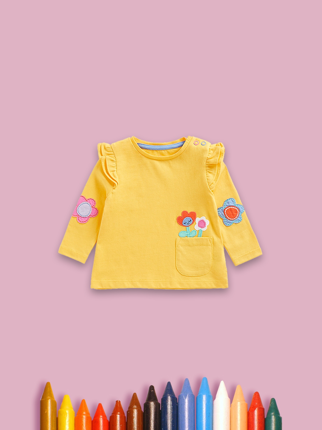 Mothercare | Girls Full Sleeves Tops-Yellow