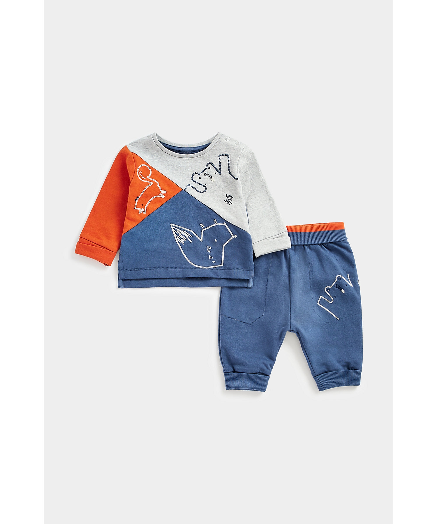Mothercare | Boys Full Sleeves Jogger T-Shirt Set -Pack of 2-Multicolor