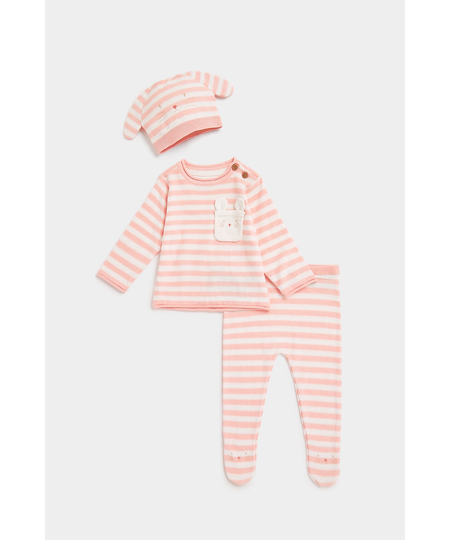 Mothercare | Girls Full Sleeves 3 Piece Gift Set -Pink