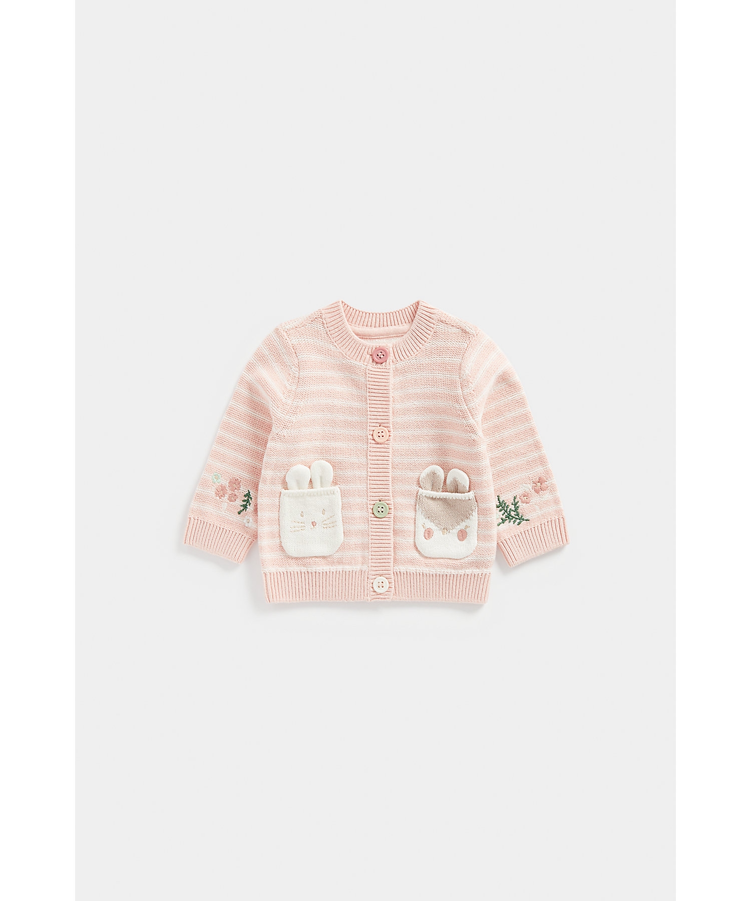 Mothercare | Girls Full Sleeves Cardigans 3D Bunny Pocket-Pink