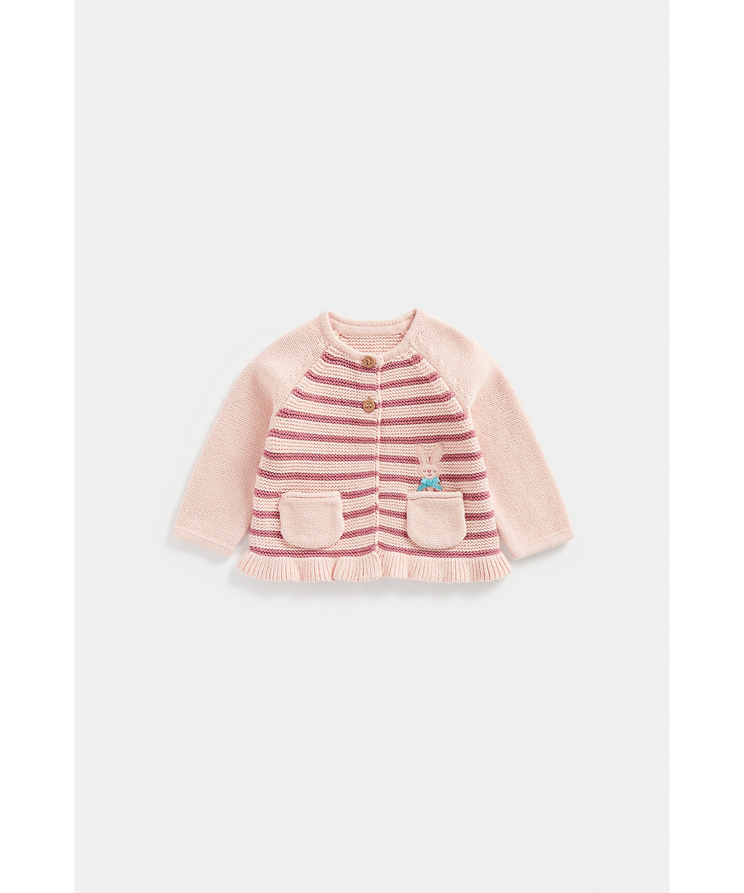 Mothercare | Girls Full Sleeves Cardigans Playful Bunny Pocket-Pink
