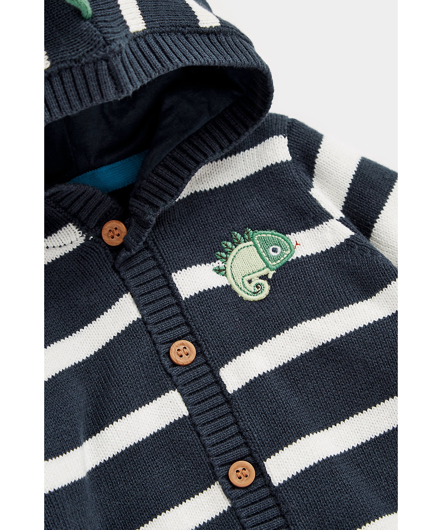 Mothercare | Boys Full Sleeves Cardigans Striped 3D Hooded-Navy 2